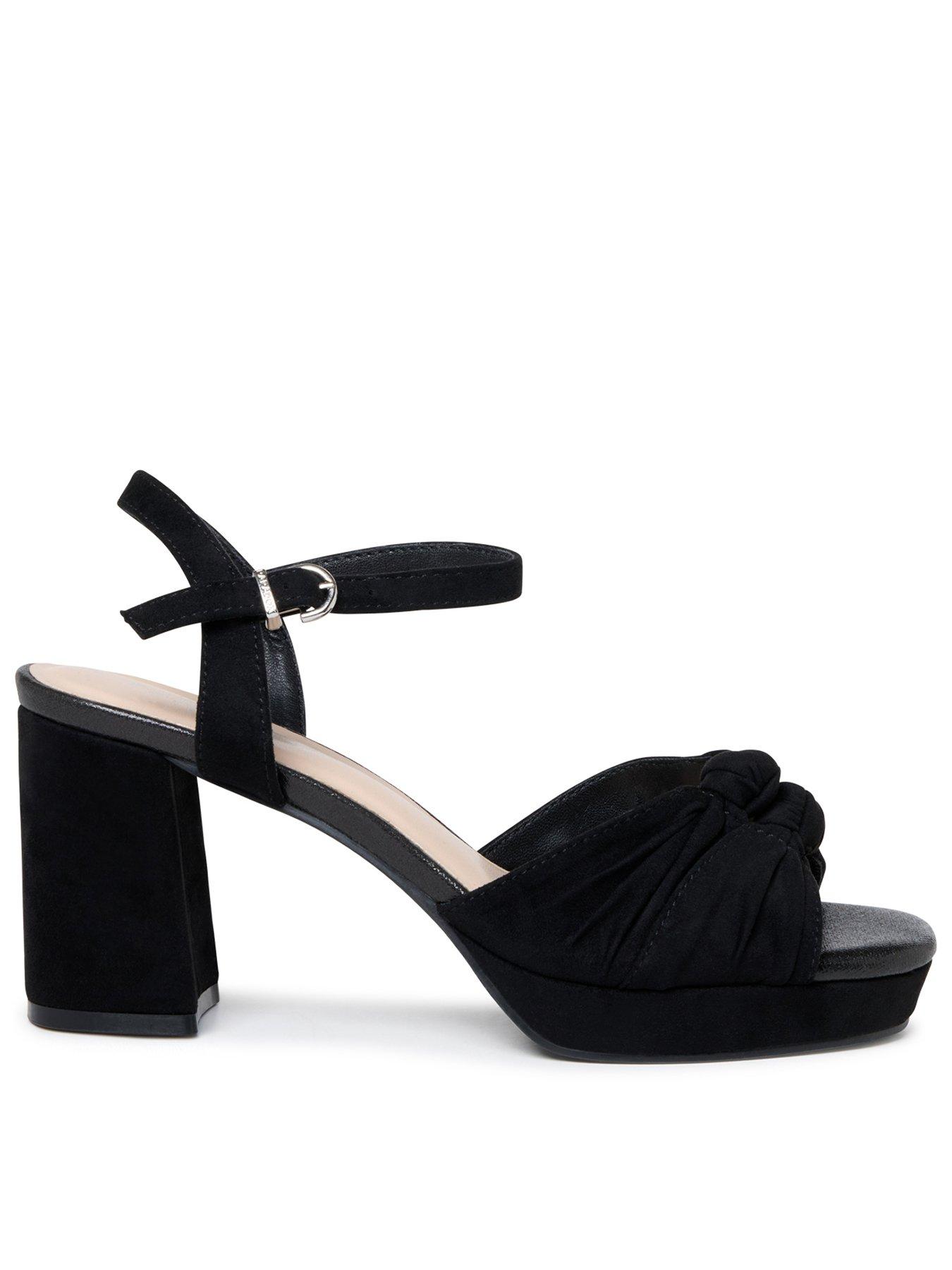 Image 1 of 7 of Paradox London Nola Wide Fit Knot Detail Platform Heel - Black