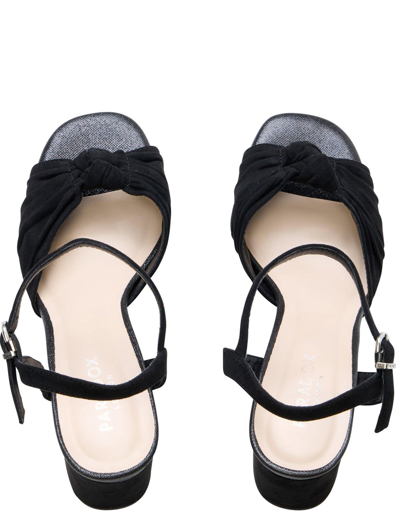 Image 4 of 7 of Paradox London Nola Wide Fit Knot Detail Platform Heel - Black