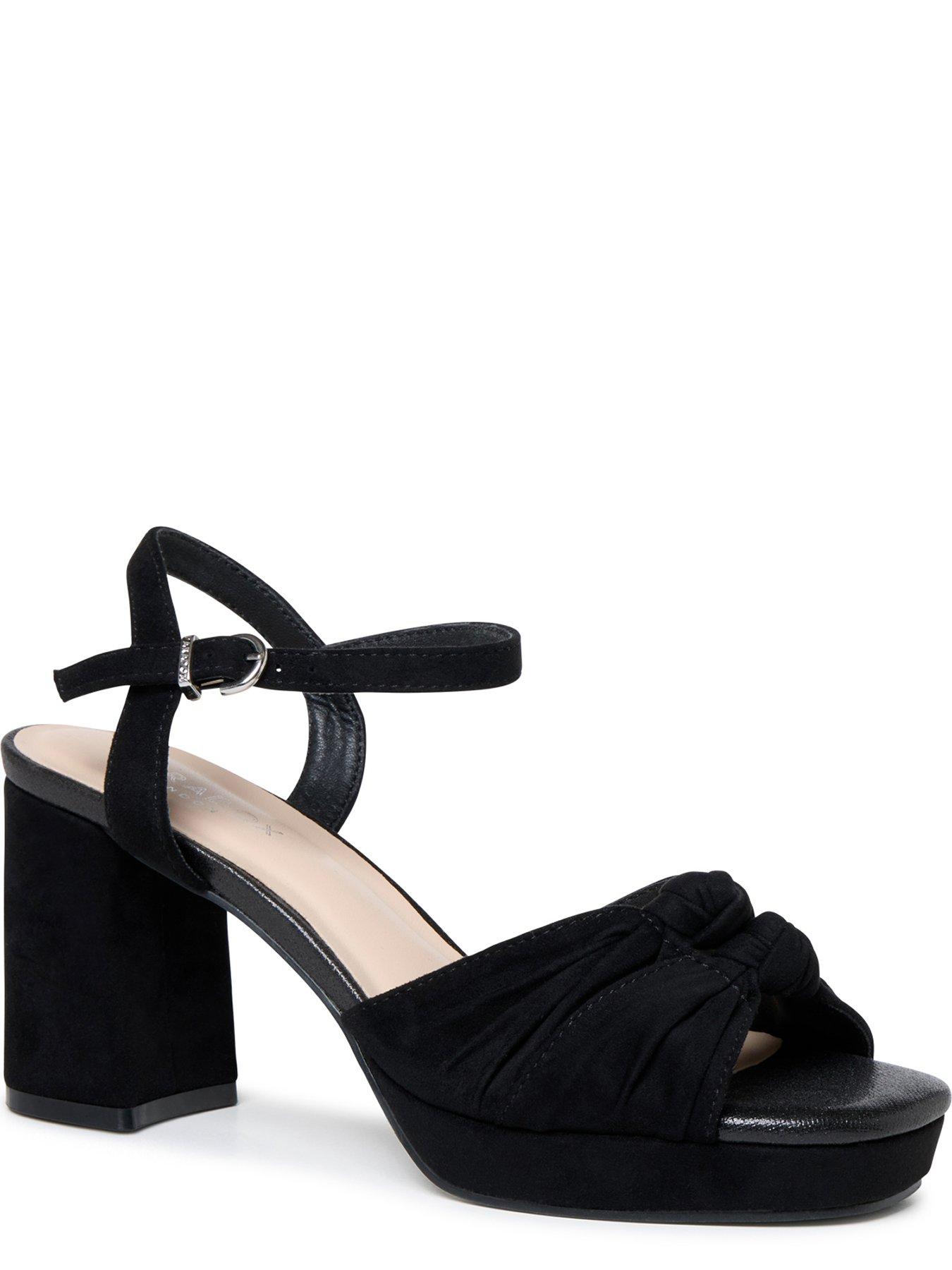 Image 5 of 7 of Paradox London Nola Wide Fit Knot Detail Platform Heel - Black