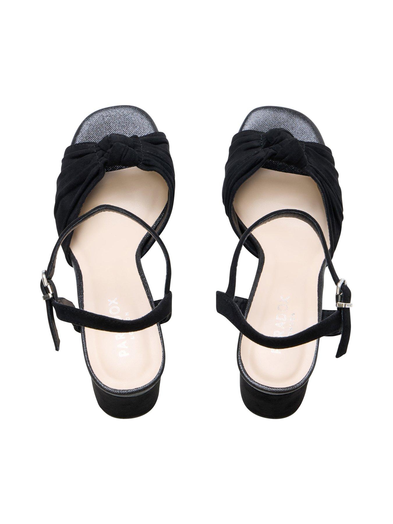 Image 6 of 7 of Paradox London Nola Wide Fit Knot Detail Platform Heel - Black
