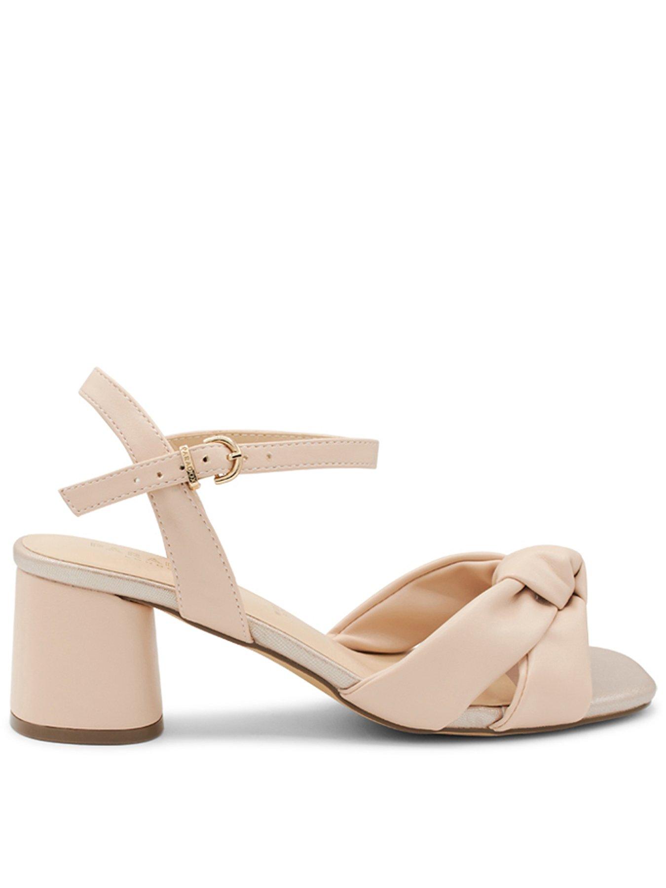 Paradox London Nalani Wide Fit Knot Detail Block Kitten Heel Sandal - Nude