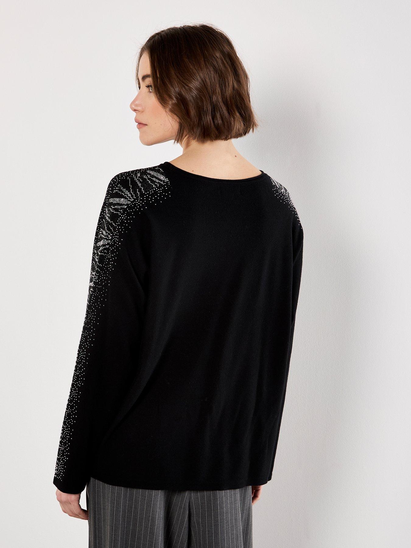 Image 2 of 5 of Apricot Snake Sparkle Arm Jumper - Black