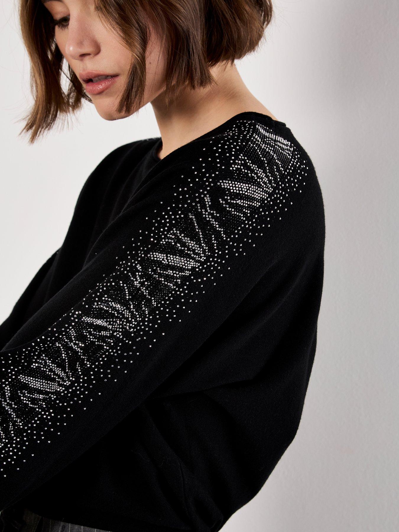 Image 4 of 5 of Apricot Snake Sparkle Arm Jumper - Black