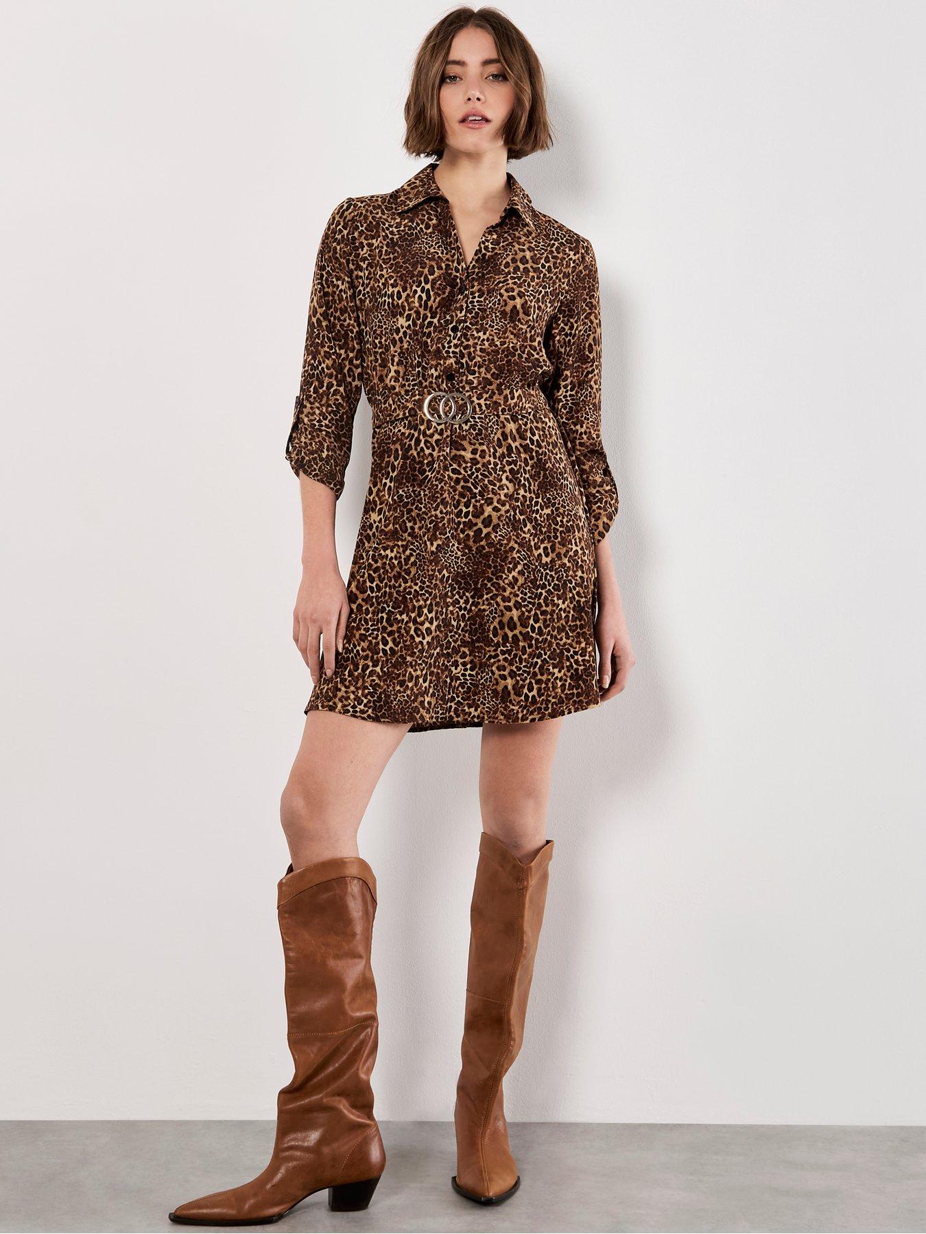 Image 3 of 4 of Apricot Apricot Ombre Animal Belt Dress