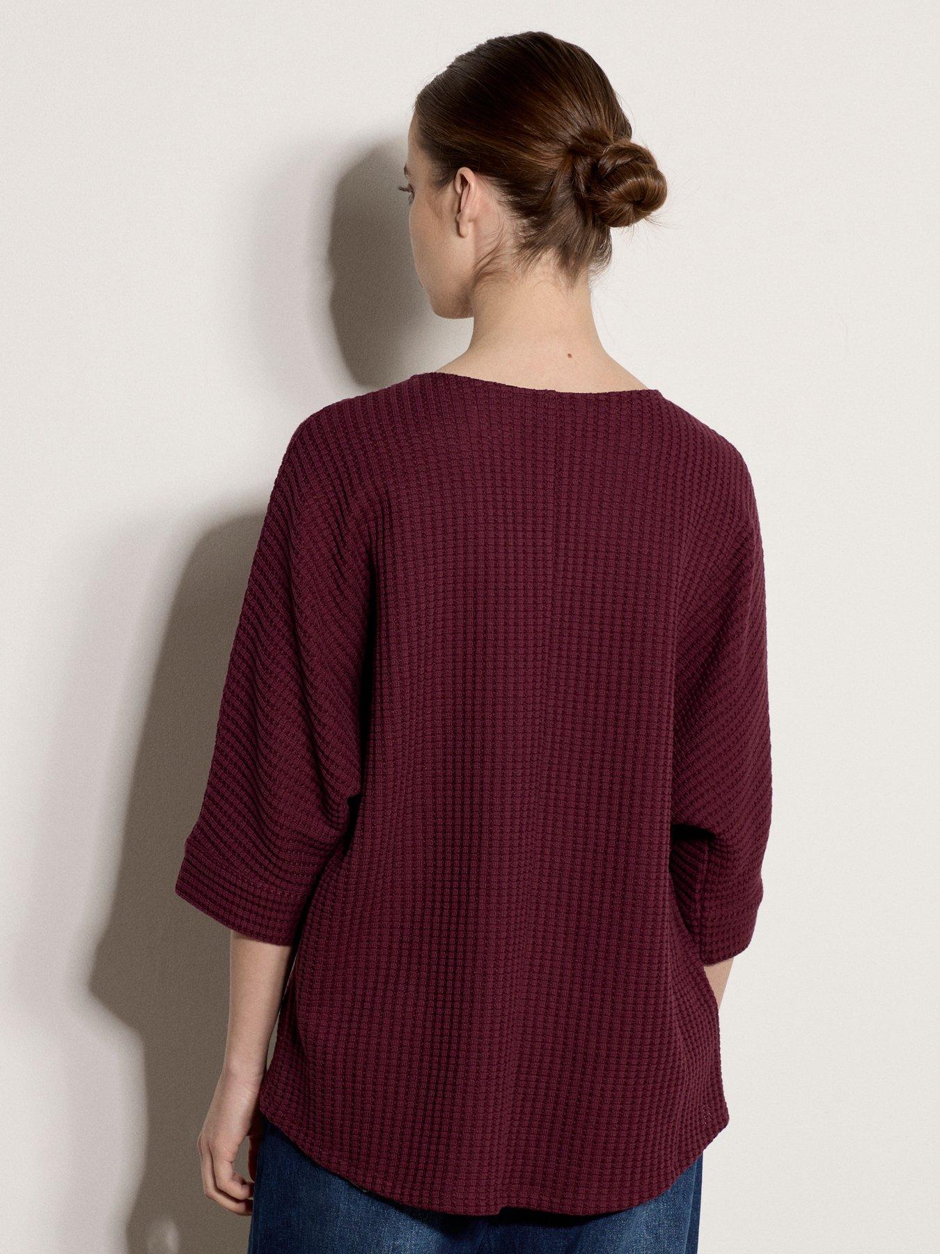 Image 2 of 4 of Apricot Waffle Knit Batwing Top