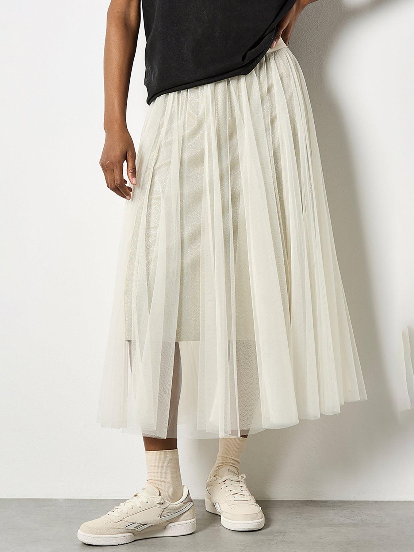 Image 1 of 4 of Apricot Apricot Sparkle Mesh Tulle Skirt