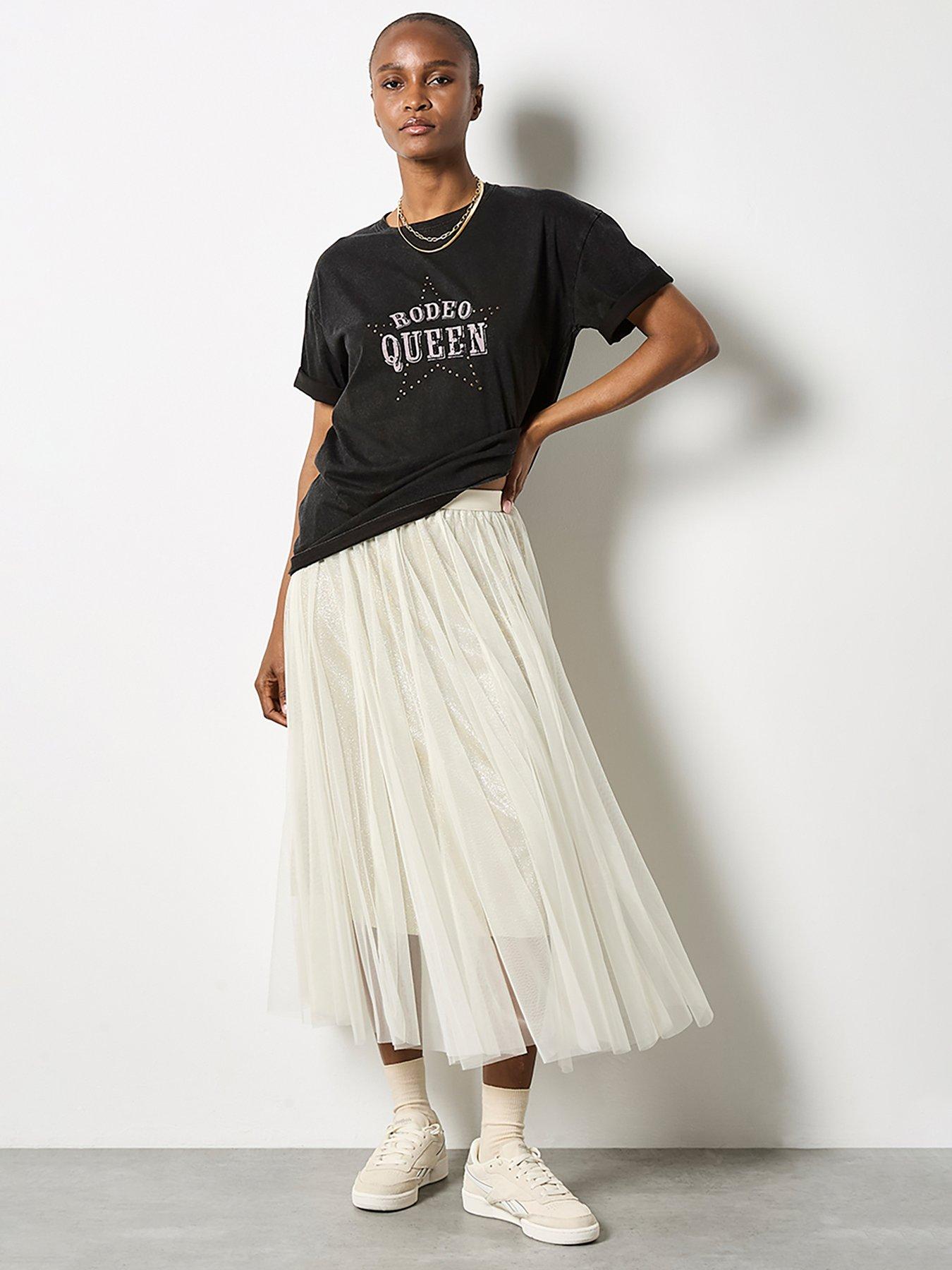 Image 3 of 4 of Apricot Apricot Sparkle Mesh Tulle Skirt