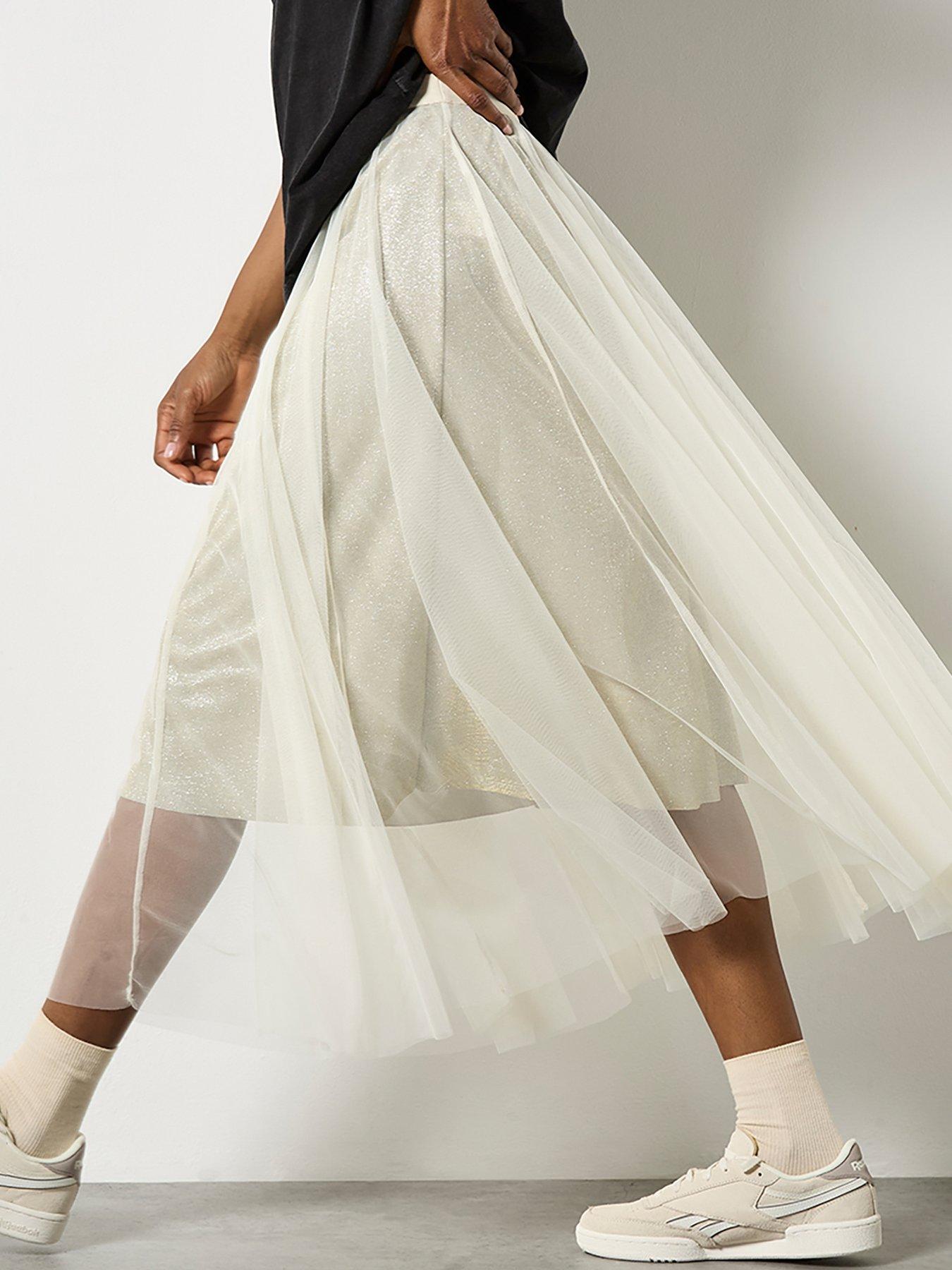 Image 4 of 4 of Apricot Apricot Sparkle Mesh Tulle Skirt