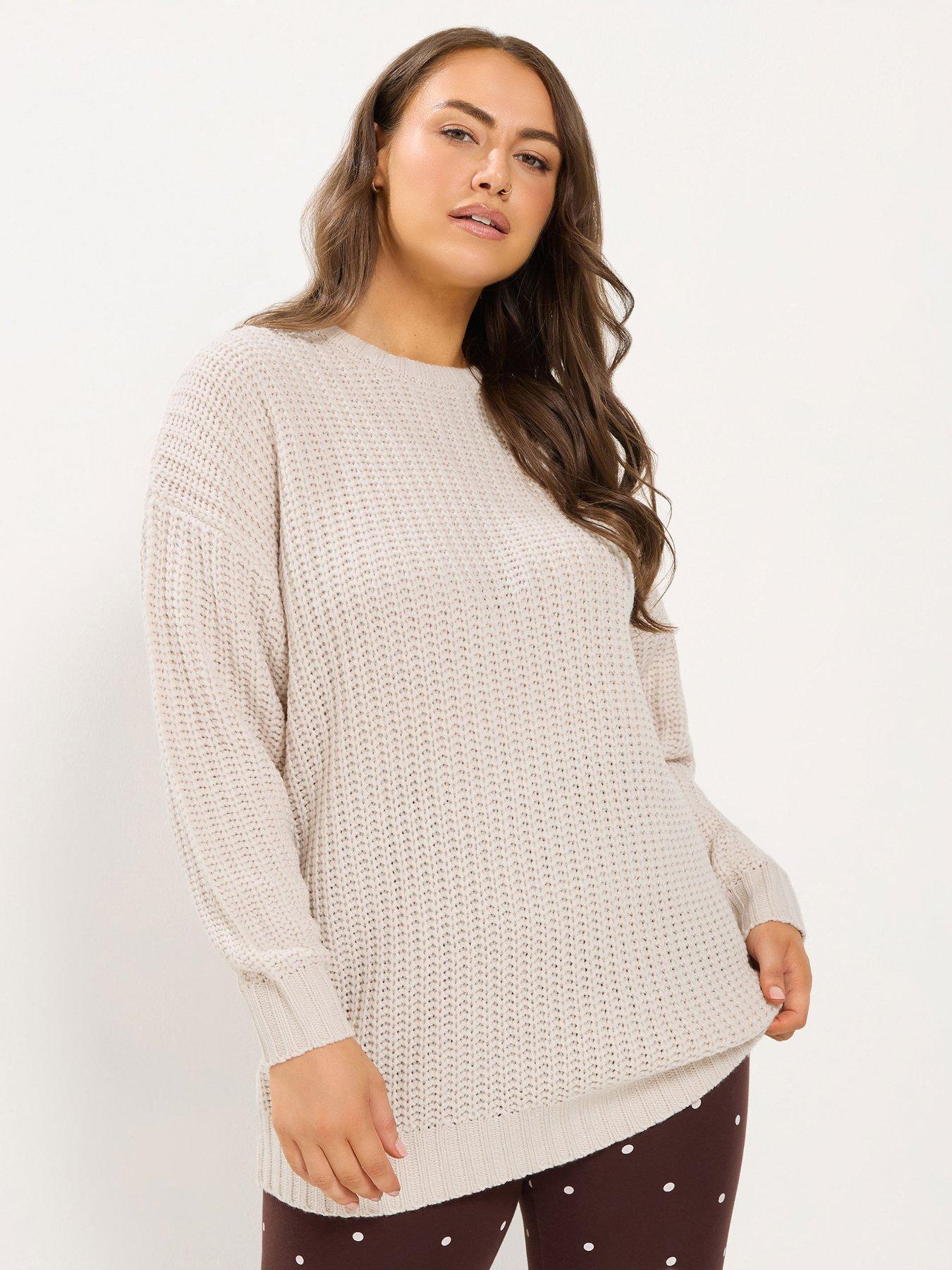 Image 1 of 4 of Yours Curve Waffle Longline Jumper - Cream