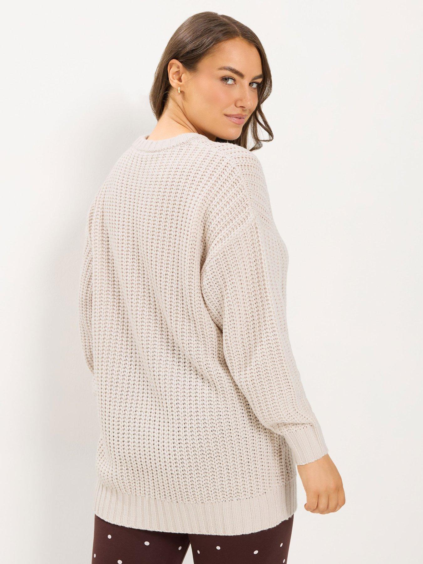 Image 2 of 4 of Yours Curve Waffle Longline Jumper - Cream