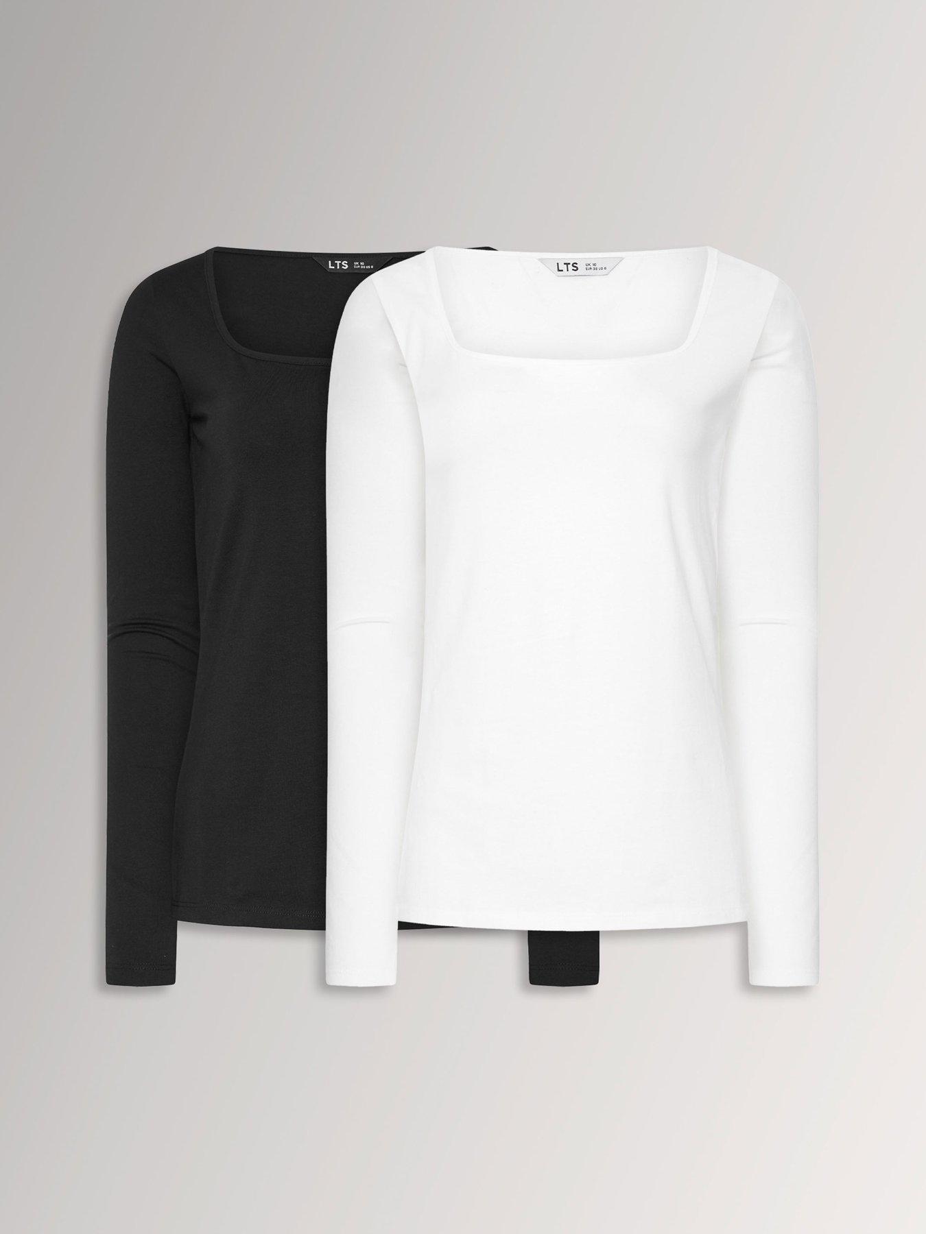 Image 1 of 4 of Long Tall Sally 2 Pack Square Neck Top - Black