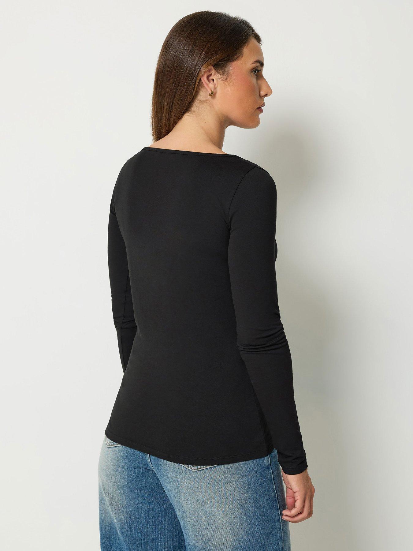 Image 2 of 4 of Long Tall Sally 2 Pack Square Neck Top - Black