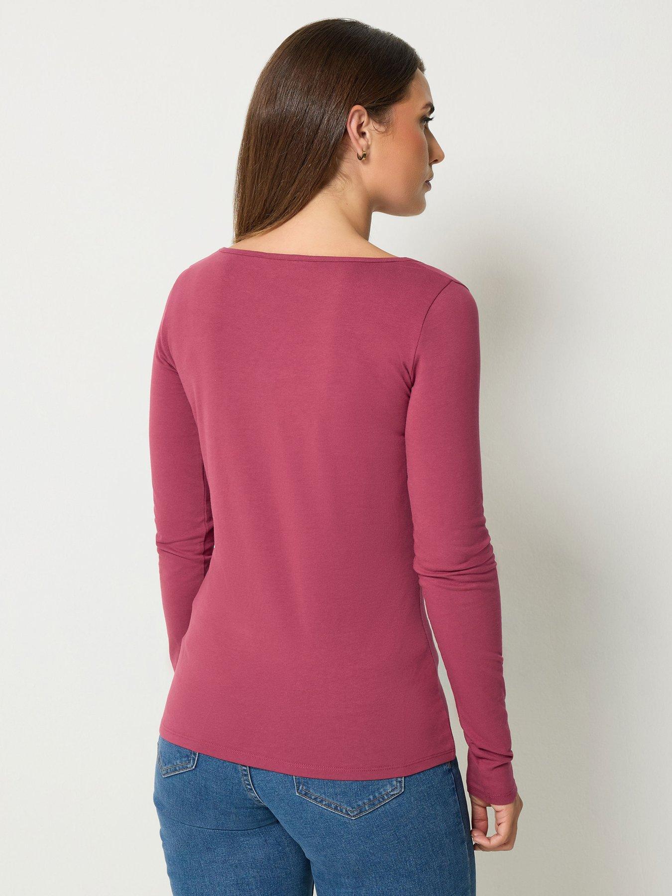Image 2 of 4 of Long Tall Sally 2 Pack Square Neck Top - Black/Pink