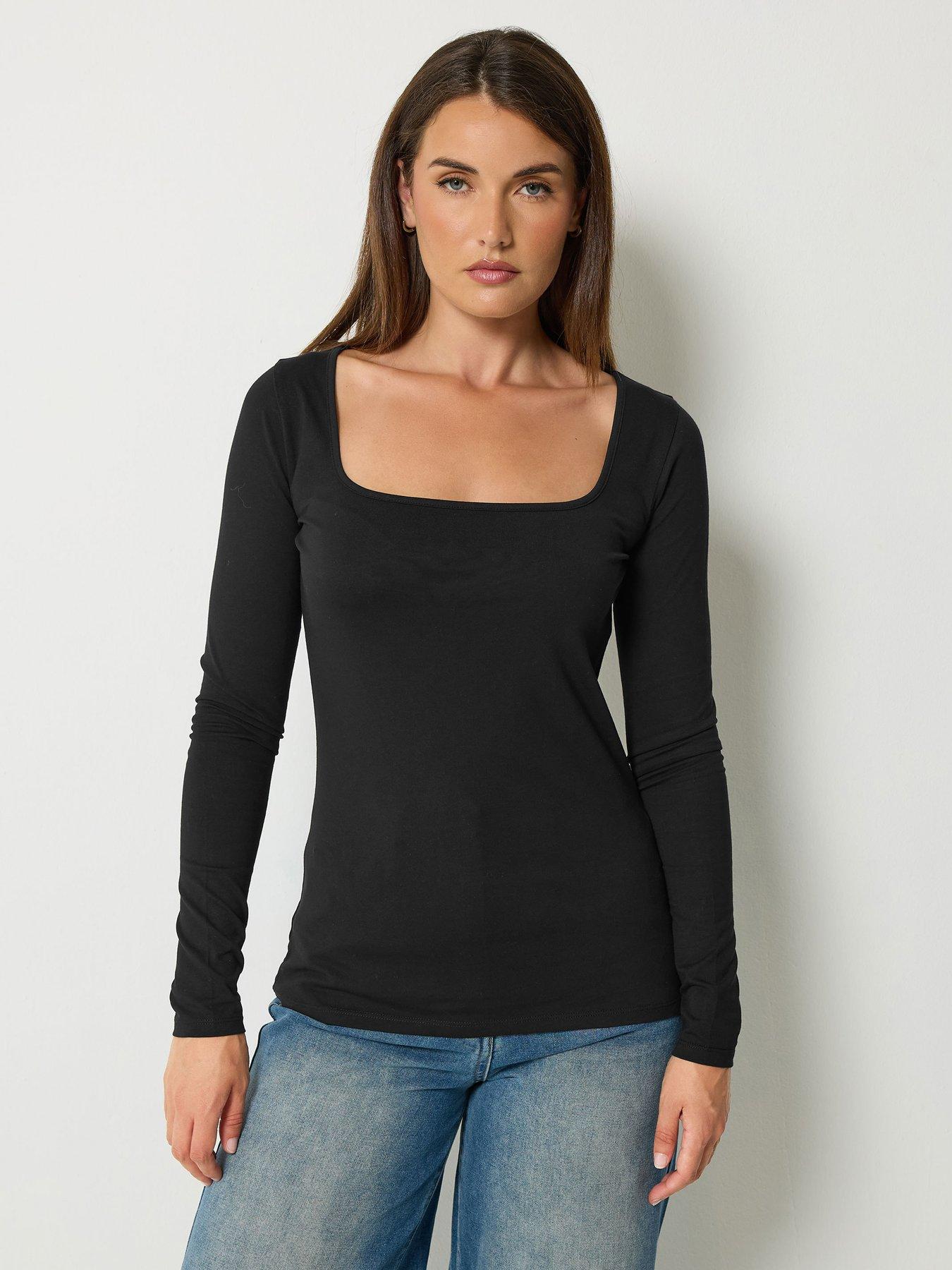 Image 4 of 4 of Long Tall Sally 2 Pack Square Neck Top - Black/Pink
