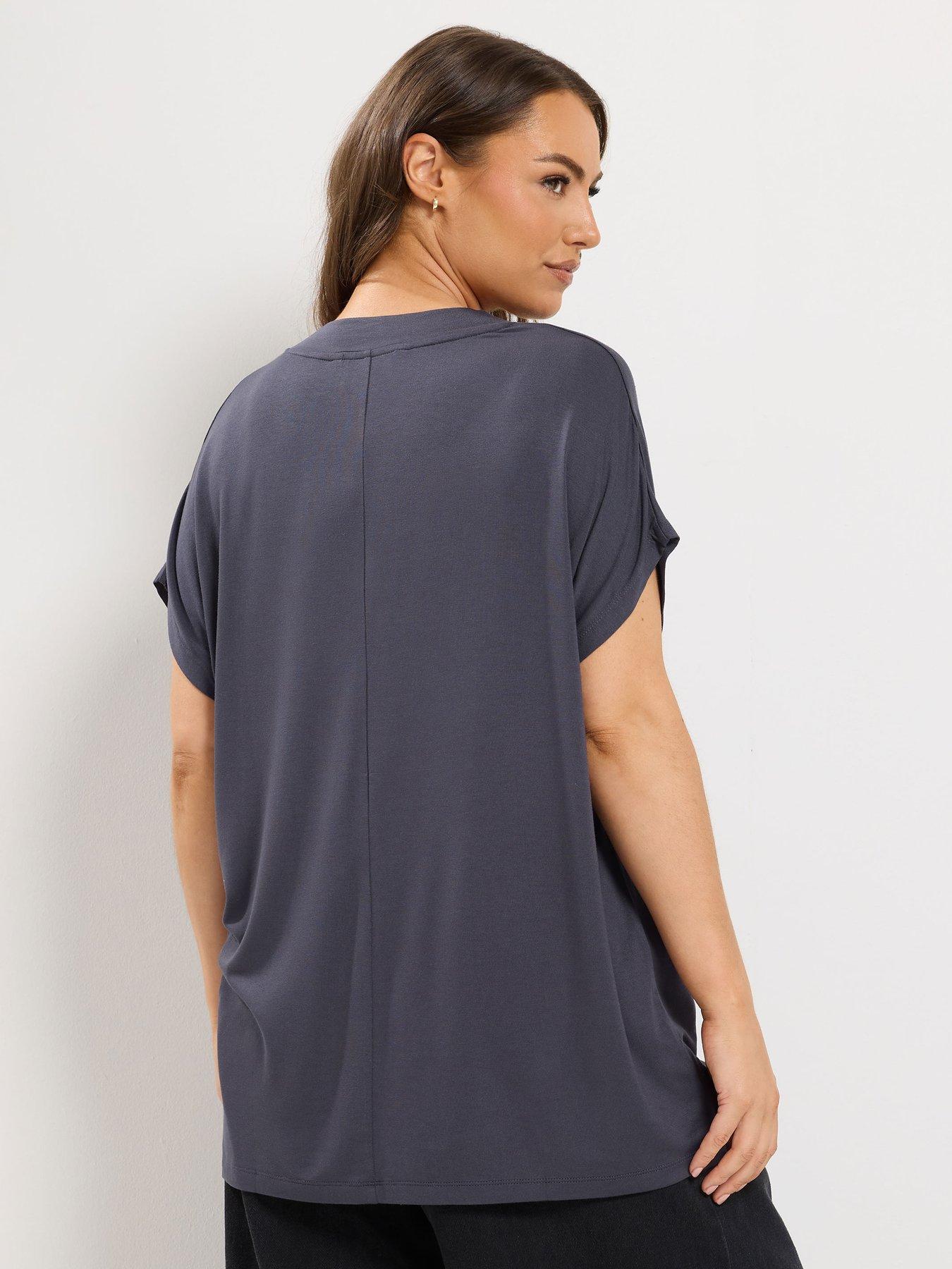 Image 2 of 4 of Yours Women's Grown On Sleeve V Neck T Shirt - Grey