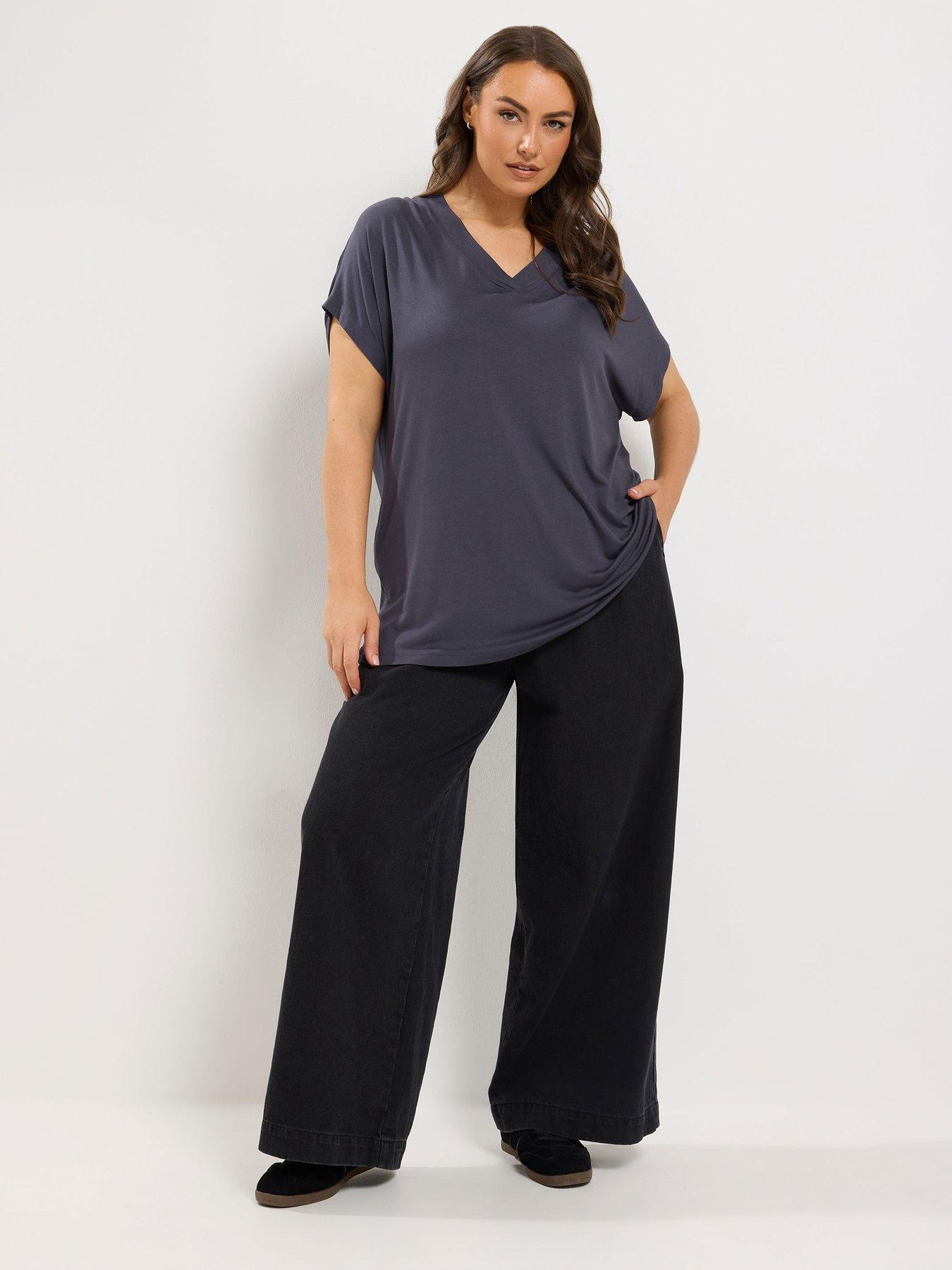 Image 3 of 4 of Yours Women's Grown On Sleeve V Neck T Shirt - Grey