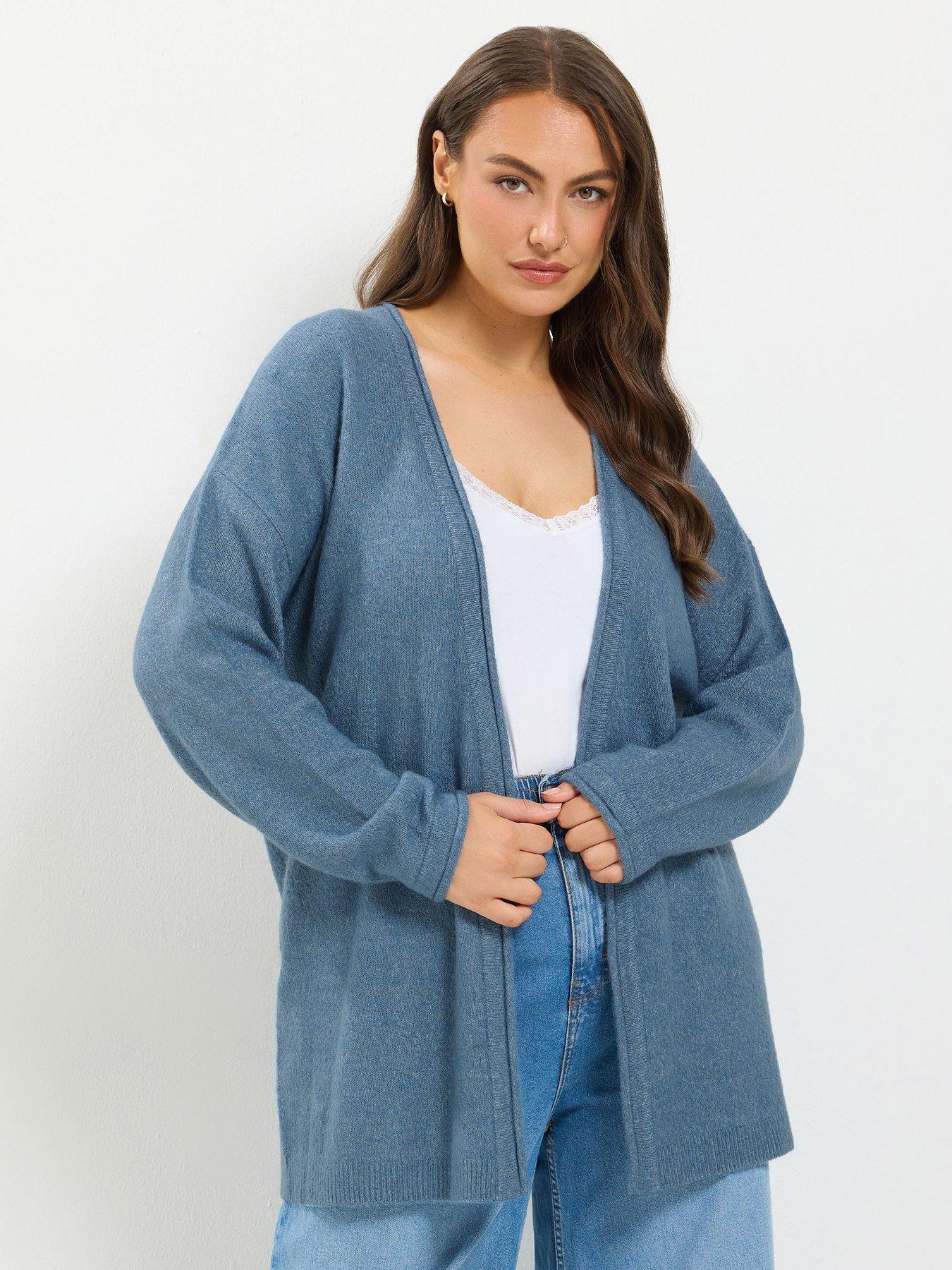 Image 1 of 4 of Yours Womens Plus Size Soft Touch Longline Cardigan - Blue