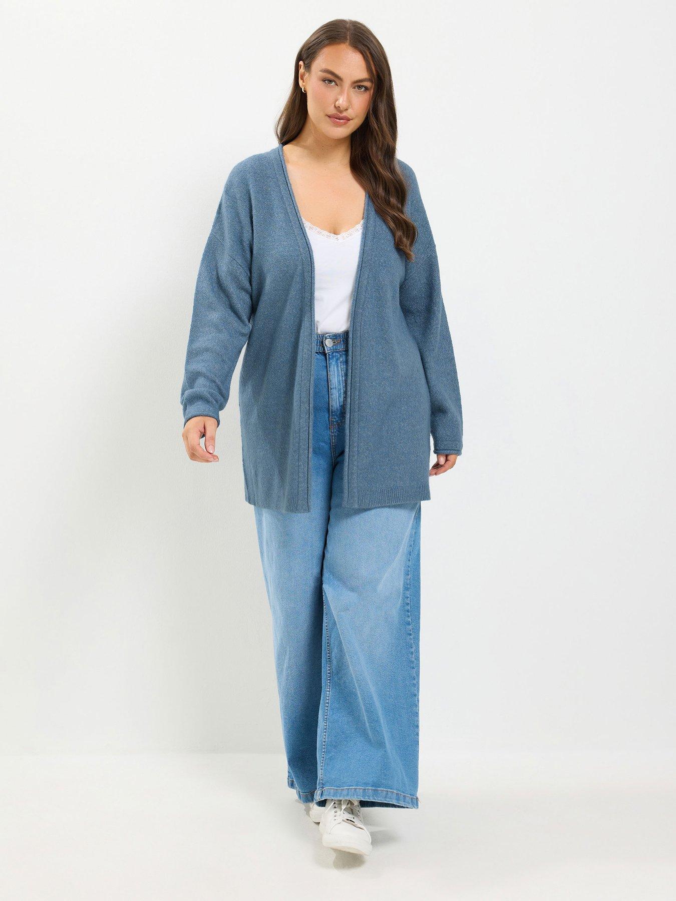 Image 3 of 4 of Yours Womens Plus Size Soft Touch Longline Cardigan - Blue