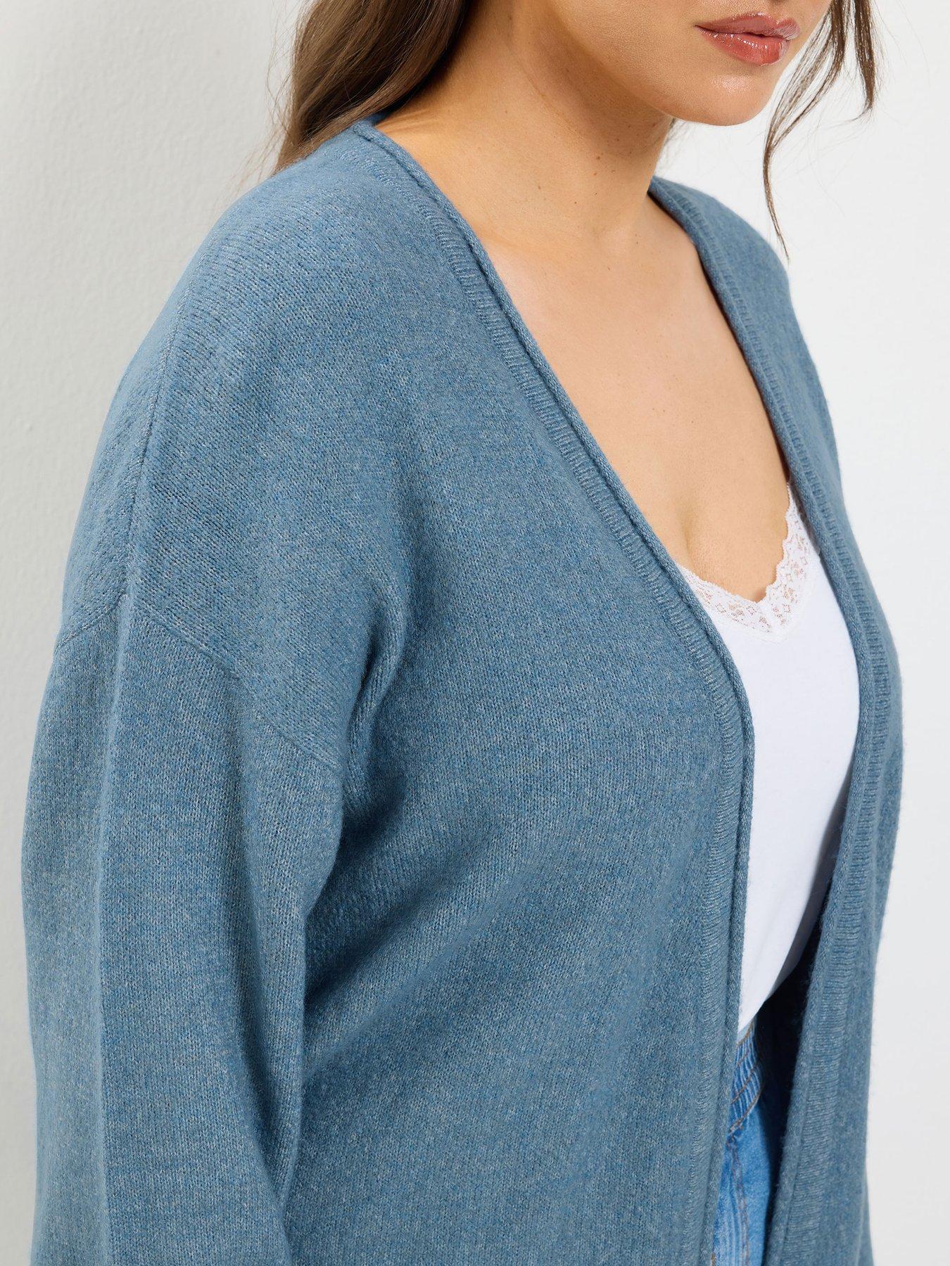Image 4 of 4 of Yours Womens Plus Size Soft Touch Longline Cardigan - Blue
