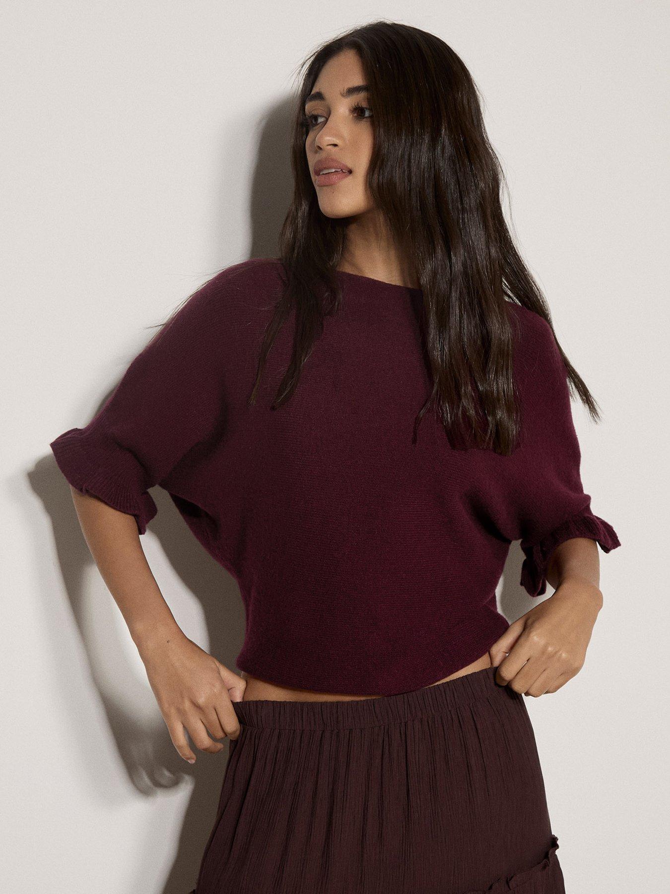 Image 3 of 4 of Apricot Ruffle Sleeve Batwing Jumper