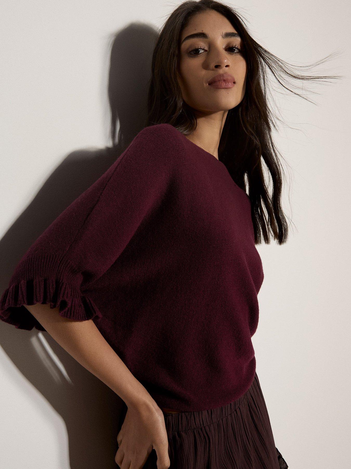 Image 4 of 4 of Apricot Ruffle Sleeve Batwing Jumper