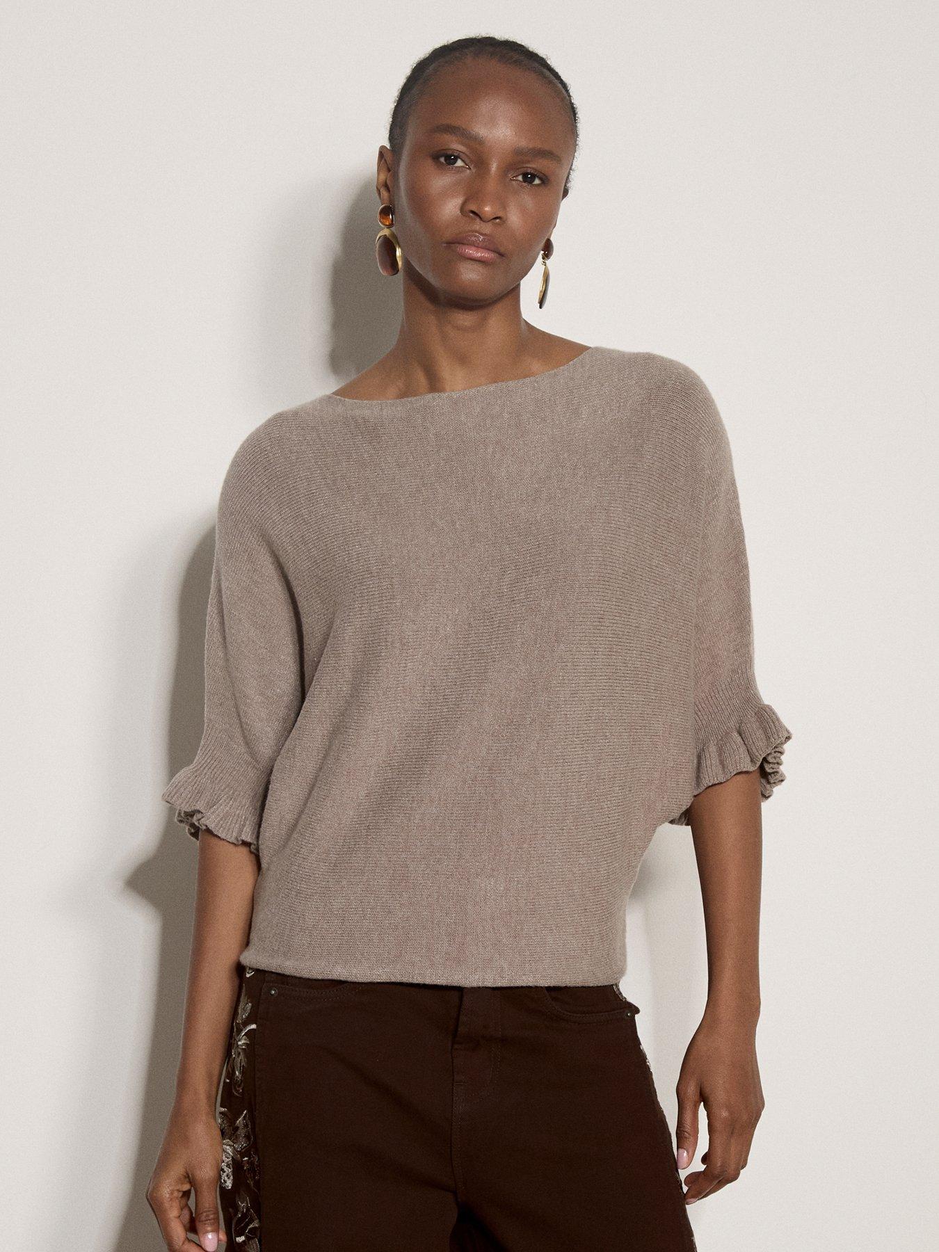 Apricot Apricot Ruffle Sleeve Batwing Jumper