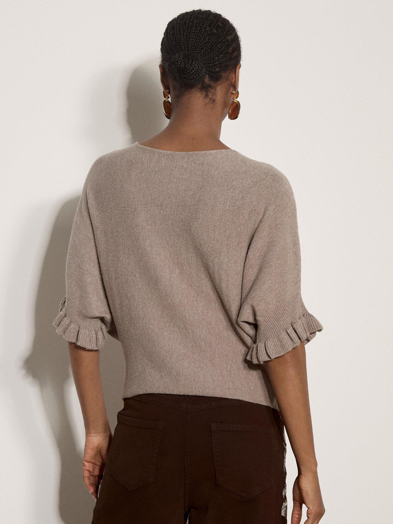 Image 2 of 5 of Apricot Ruffle Sleeve Batwing Jumper