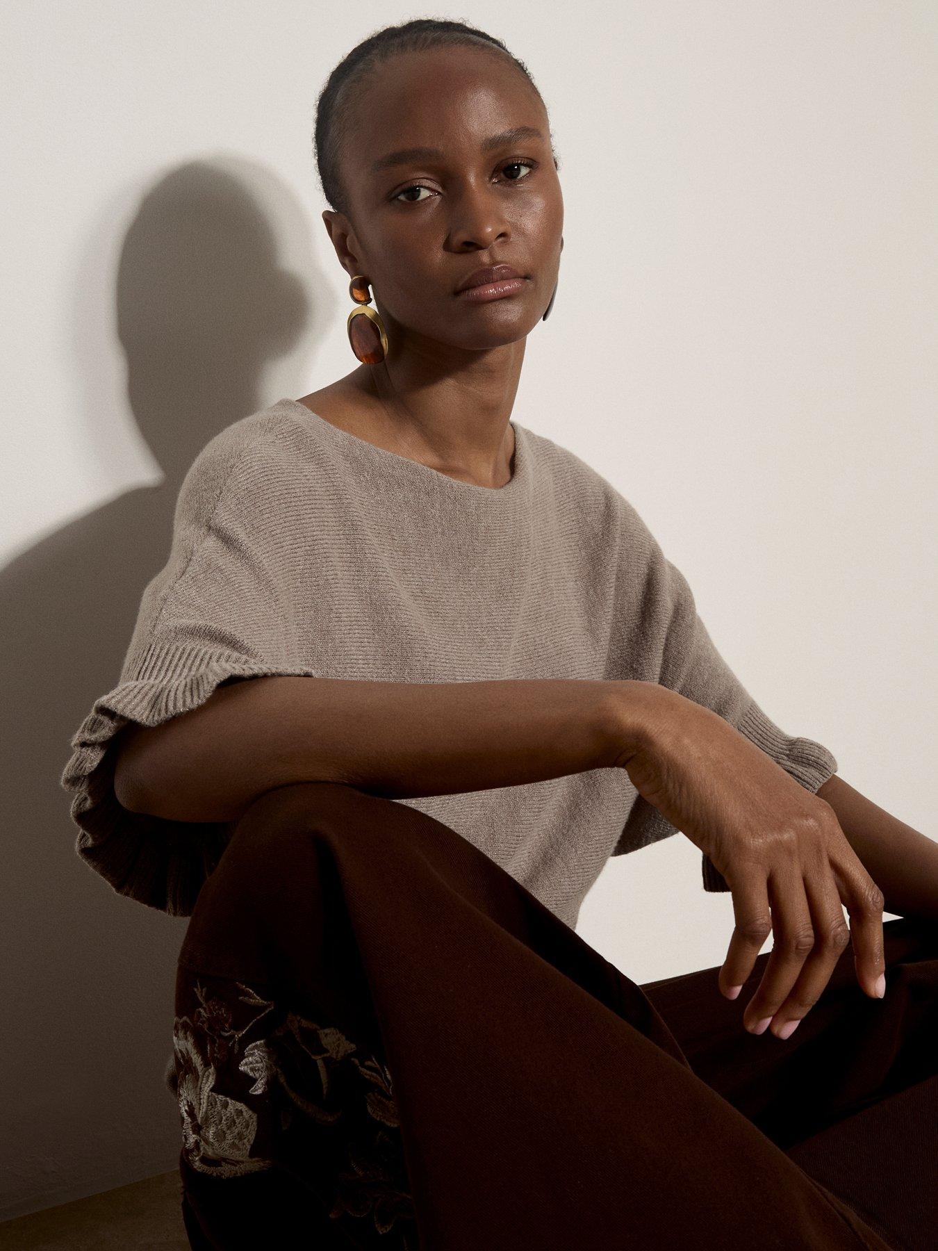 Image 5 of 5 of Apricot Ruffle Sleeve Batwing Jumper