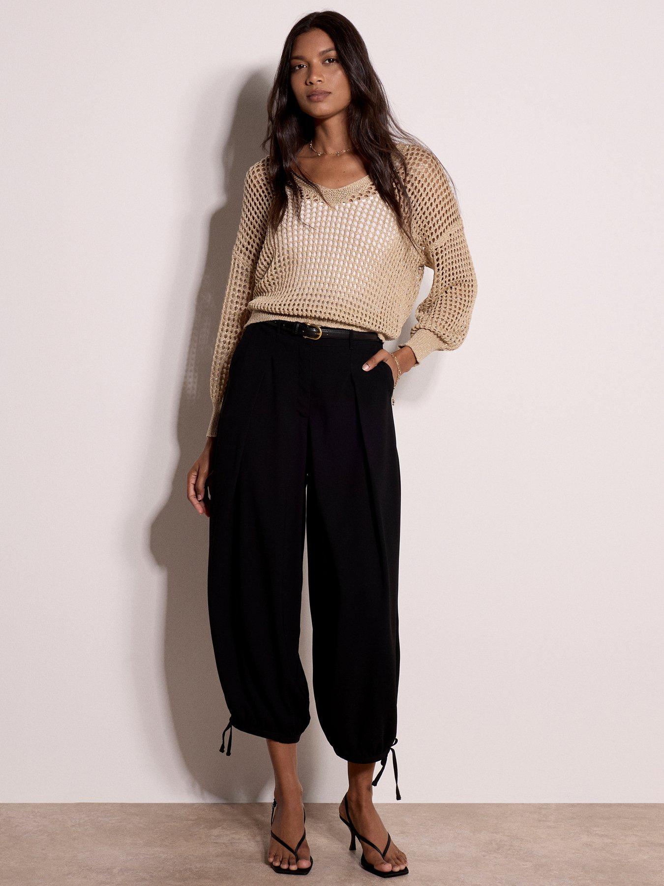 Image 3 of 3 of Apricot Lurex Mesh V-Neck Slouchy Jumper - Gold