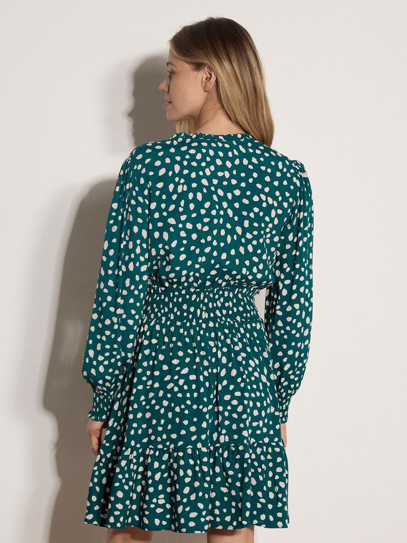 Image 2 of 4 of Apricot Irregular Spot Ruffle Neck Dress