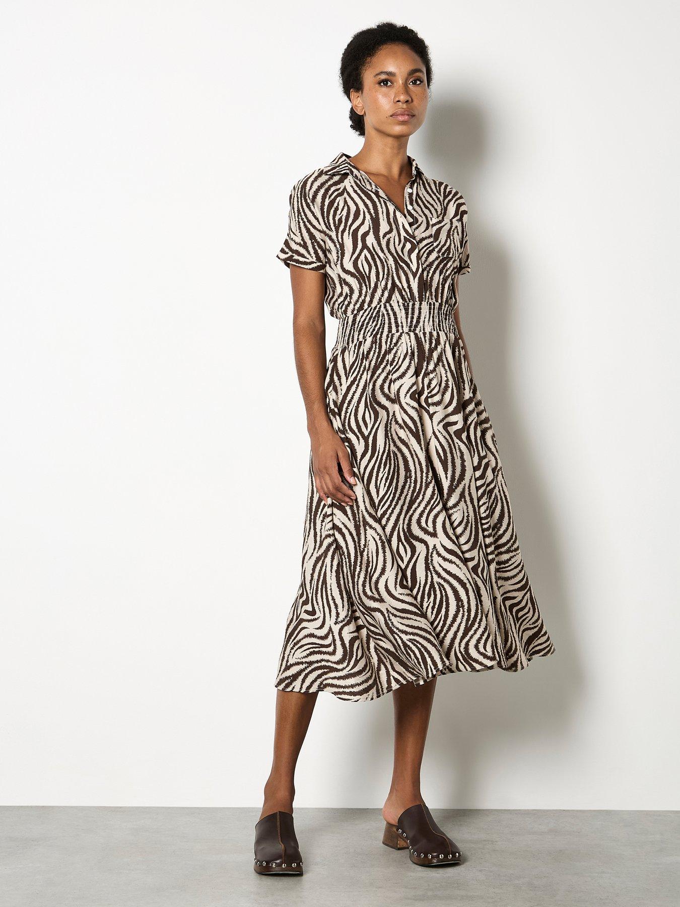 Apricot Apricot Ikat Zebra Midi Shirt Dress
