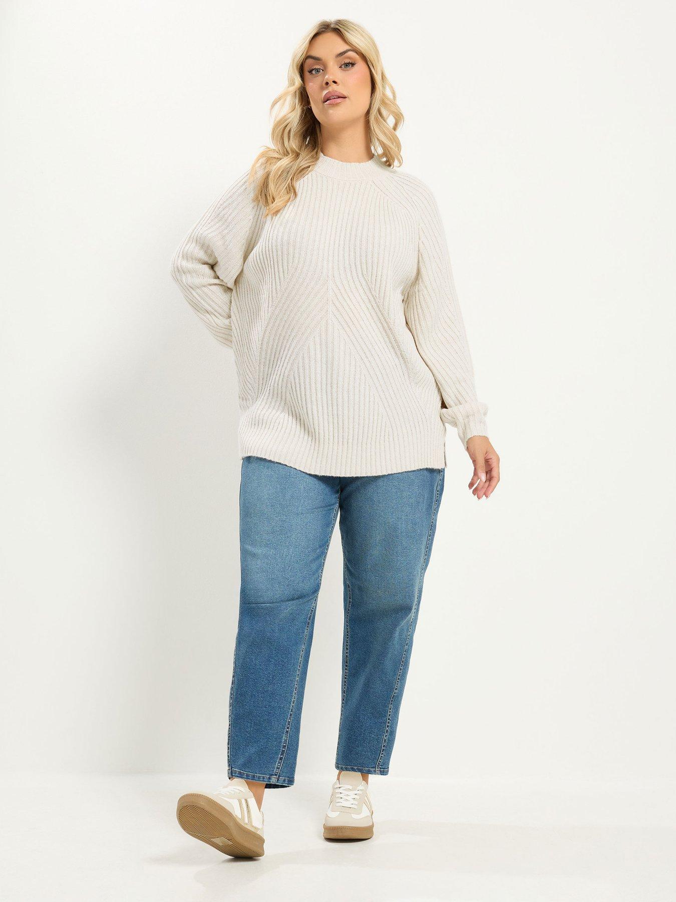 Image 3 of 4 of Yours Curve Stitch Design Jumper - Cream