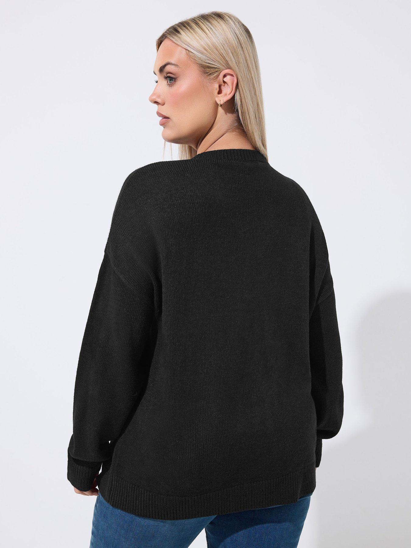 Image 2 of 4 of Yours Women's Curve Cat Graphic Knitted Jumper - Black
