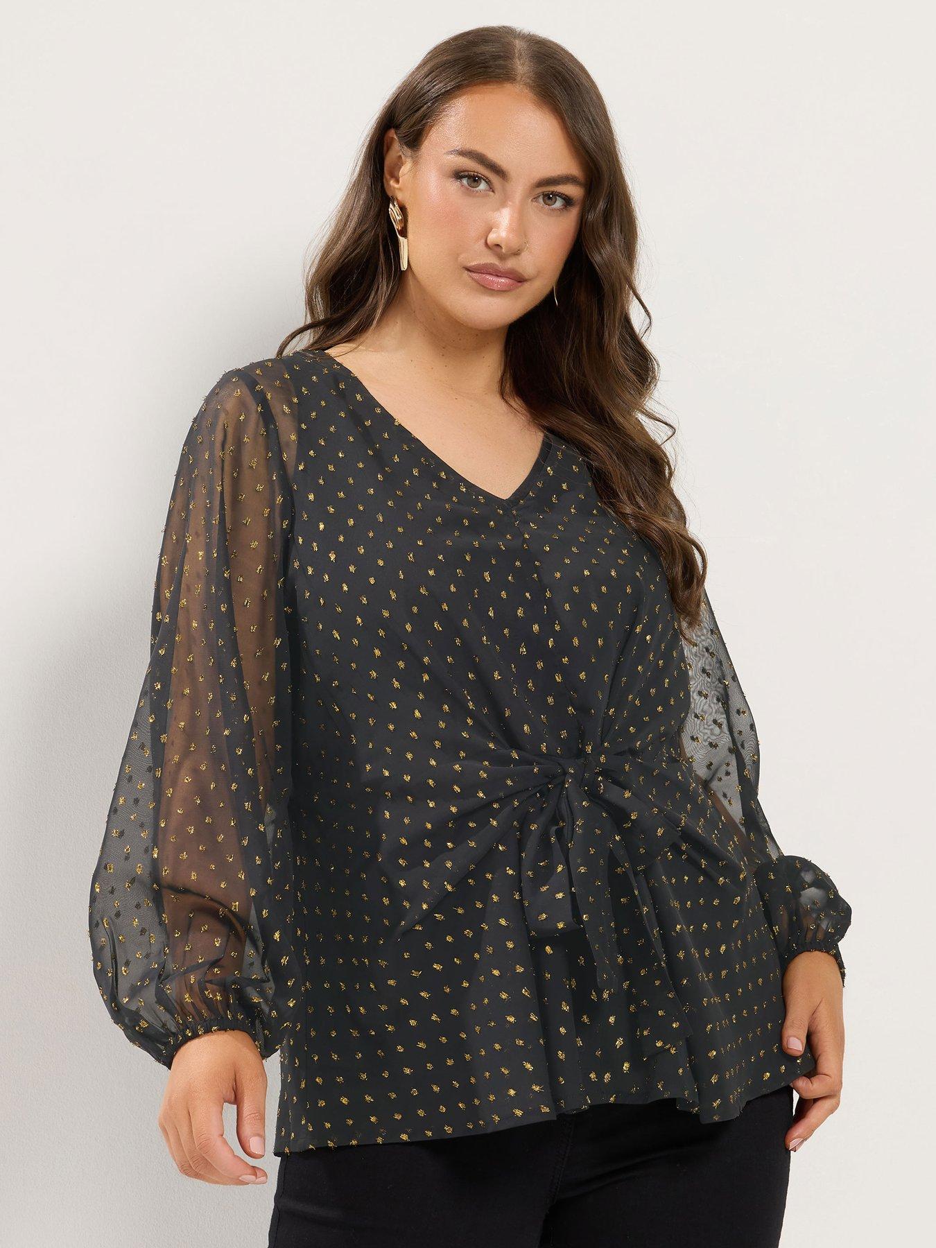 Image 1 of 4 of Yours Curve Metallic Spot Blouse