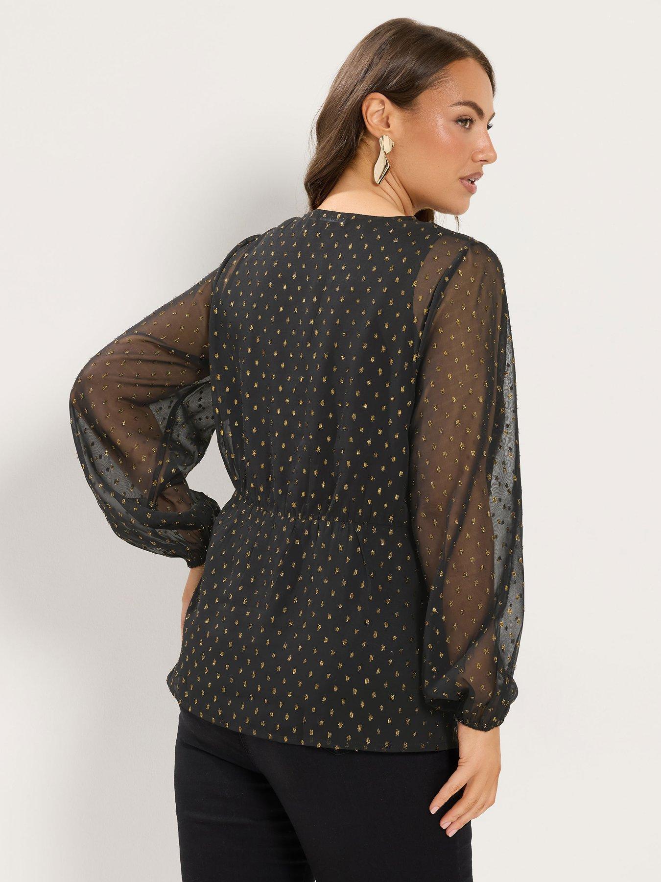 Image 2 of 4 of Yours Curve Metallic Spot Blouse