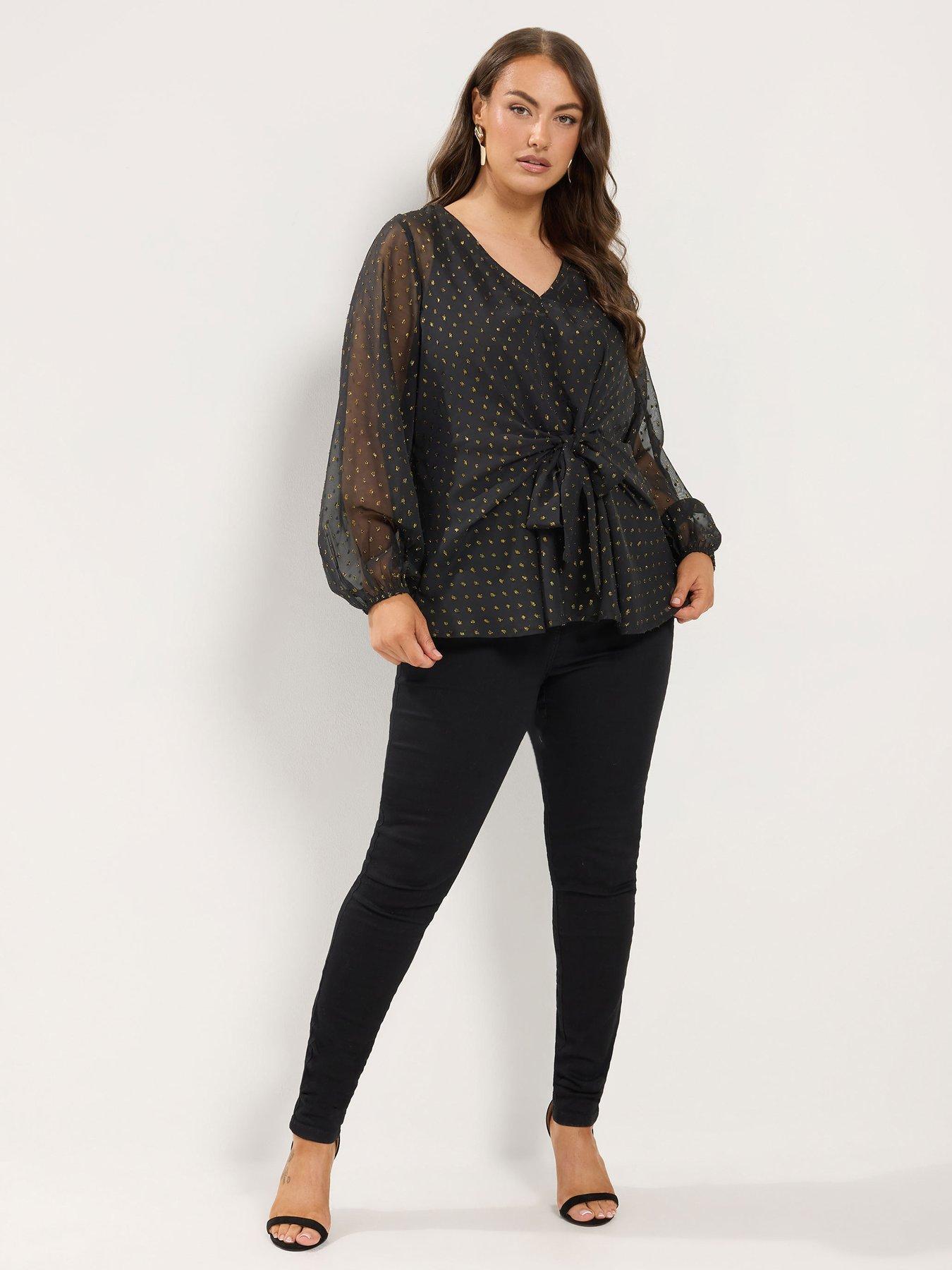 Image 3 of 4 of Yours Curve Metallic Spot Blouse