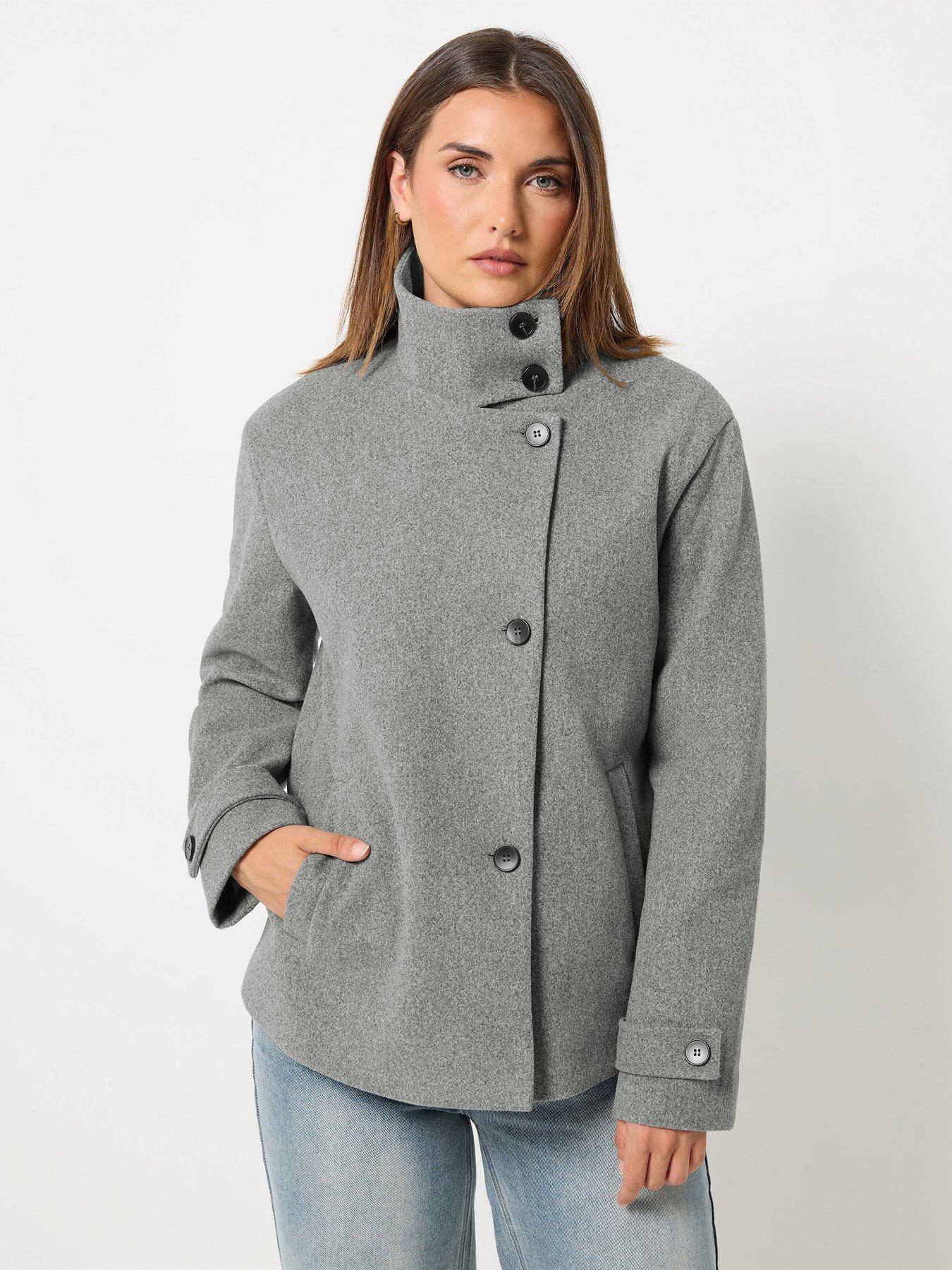 Image 1 of 4 of Long Tall Sally Cosy Funnel Neck Jacket - Grey