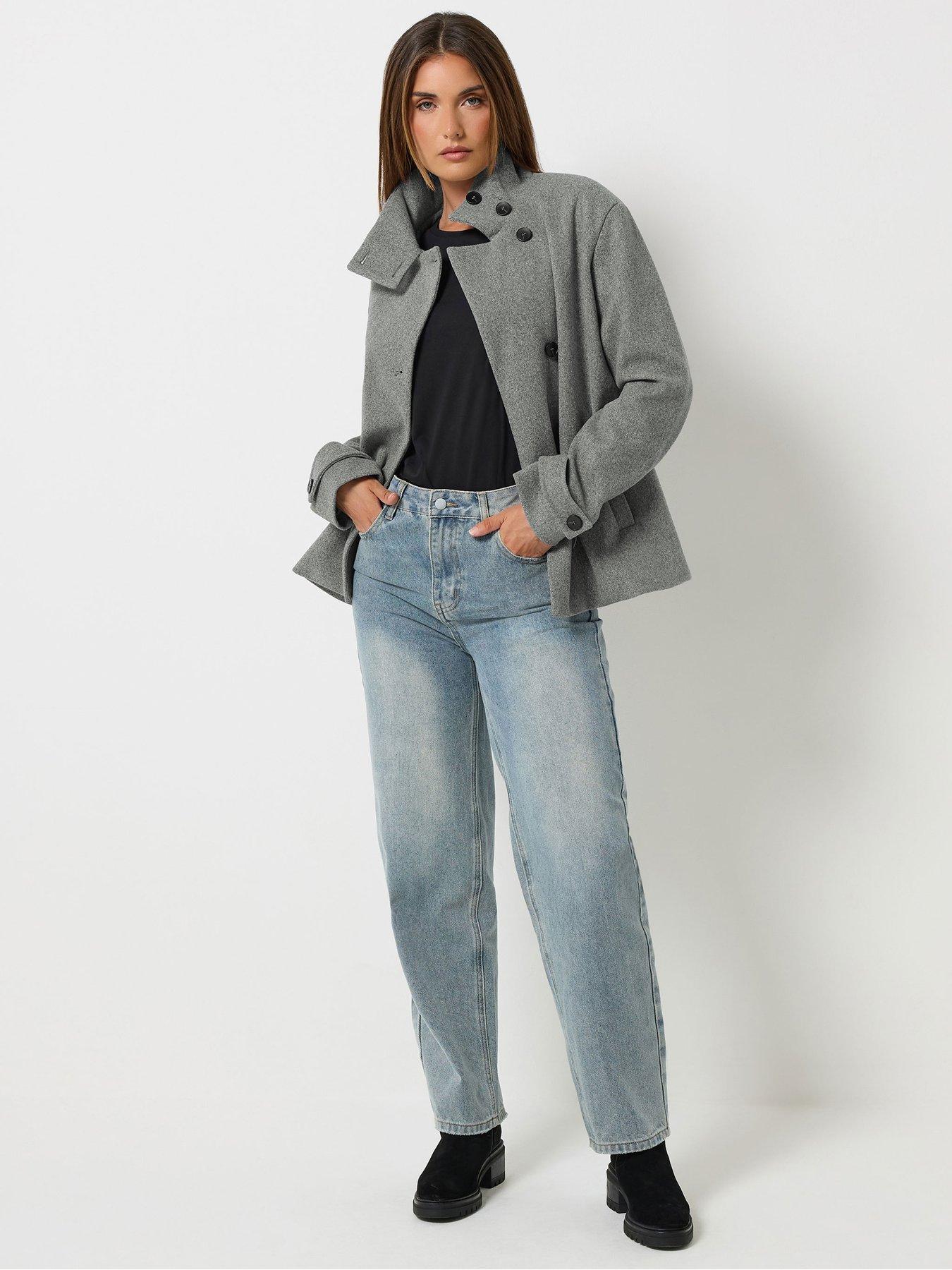 Image 3 of 4 of Long Tall Sally Cosy Funnel Neck Jacket - Grey