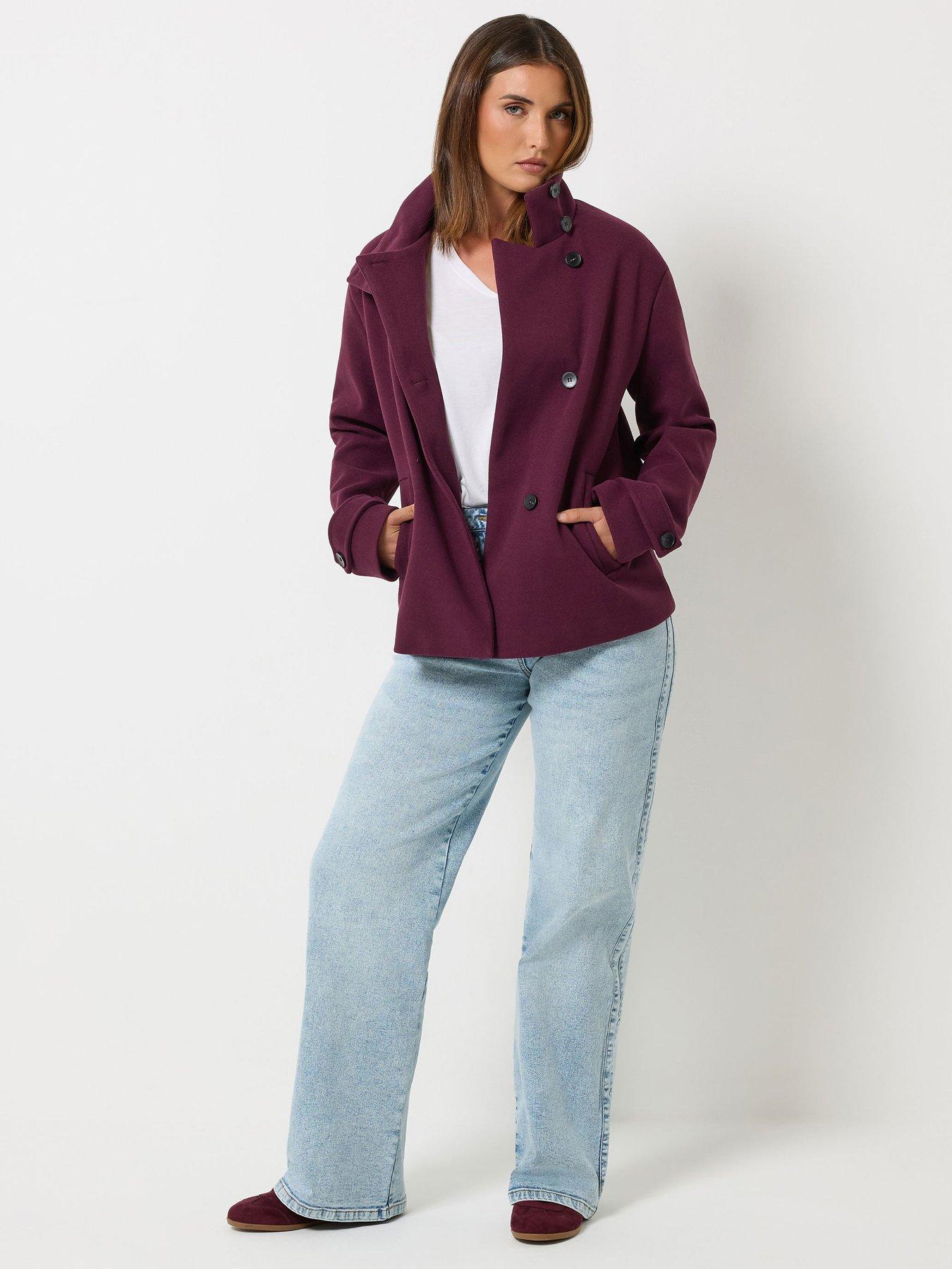 Image 3 of 4 of Long Tall Sally Cosy Funnel Neck Jacket - Red