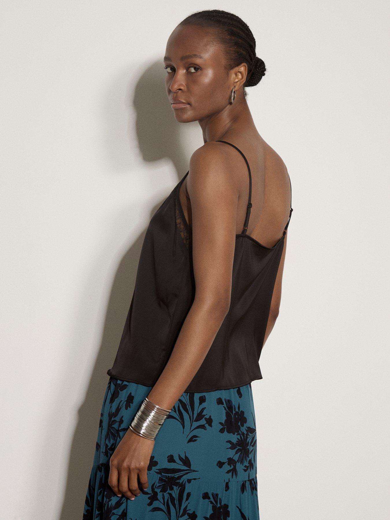 Image 2 of 3 of Apricot Satin Lace Detail Cami Top