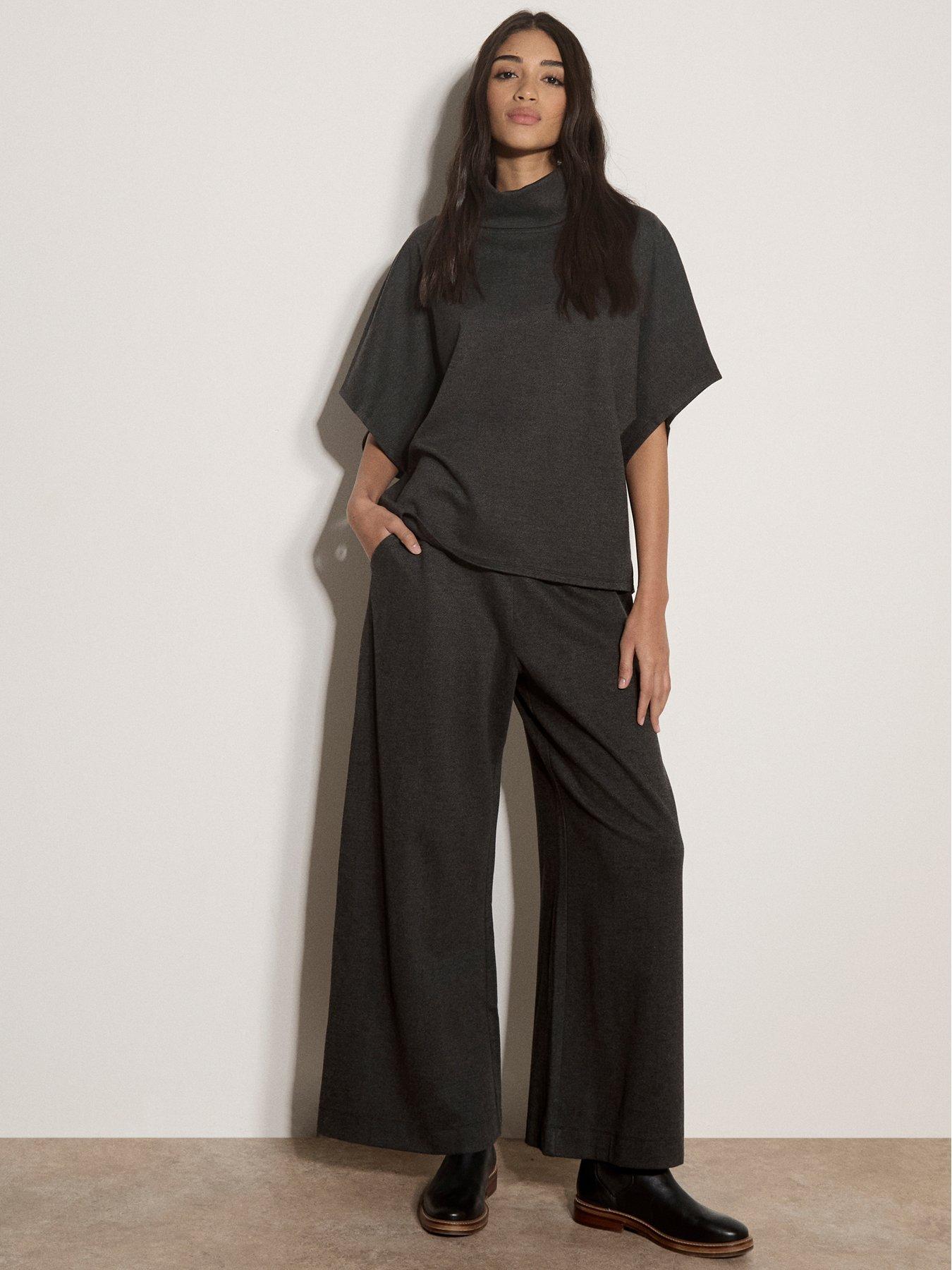 Image 3 of 4 of Apricot Herringbone Roll Neck Cape Top