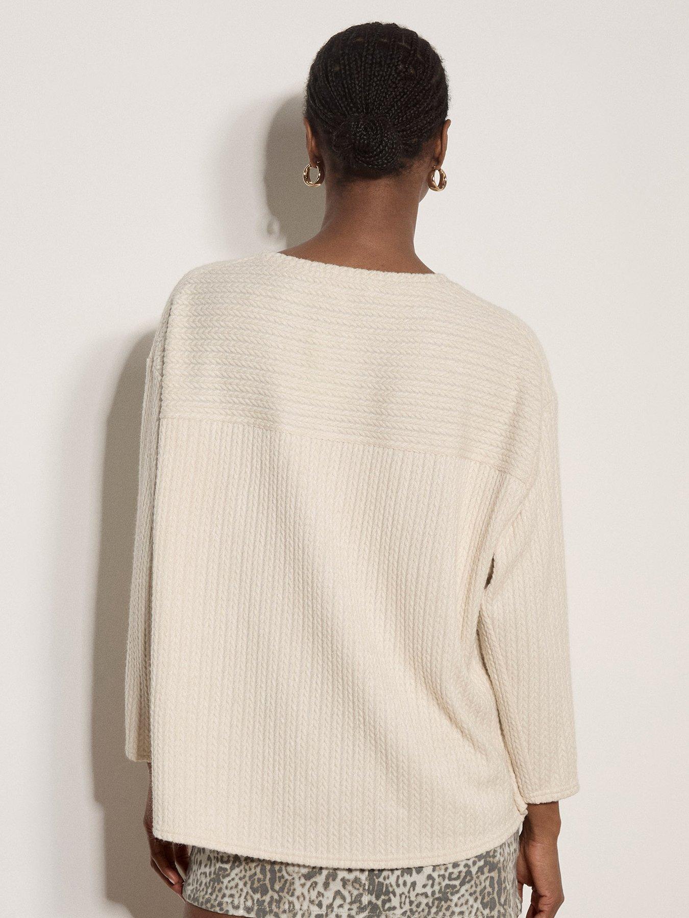 Image 2 of 4 of Apricot Cable Detail Crew Neck Swing Top
