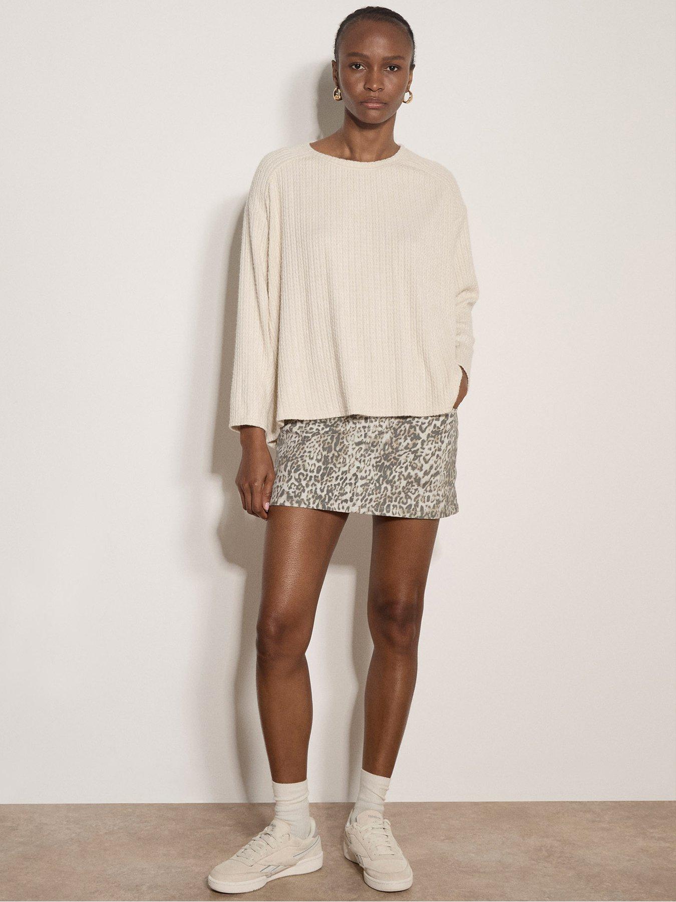 Image 3 of 4 of Apricot Cable Detail Crew Neck Swing Top