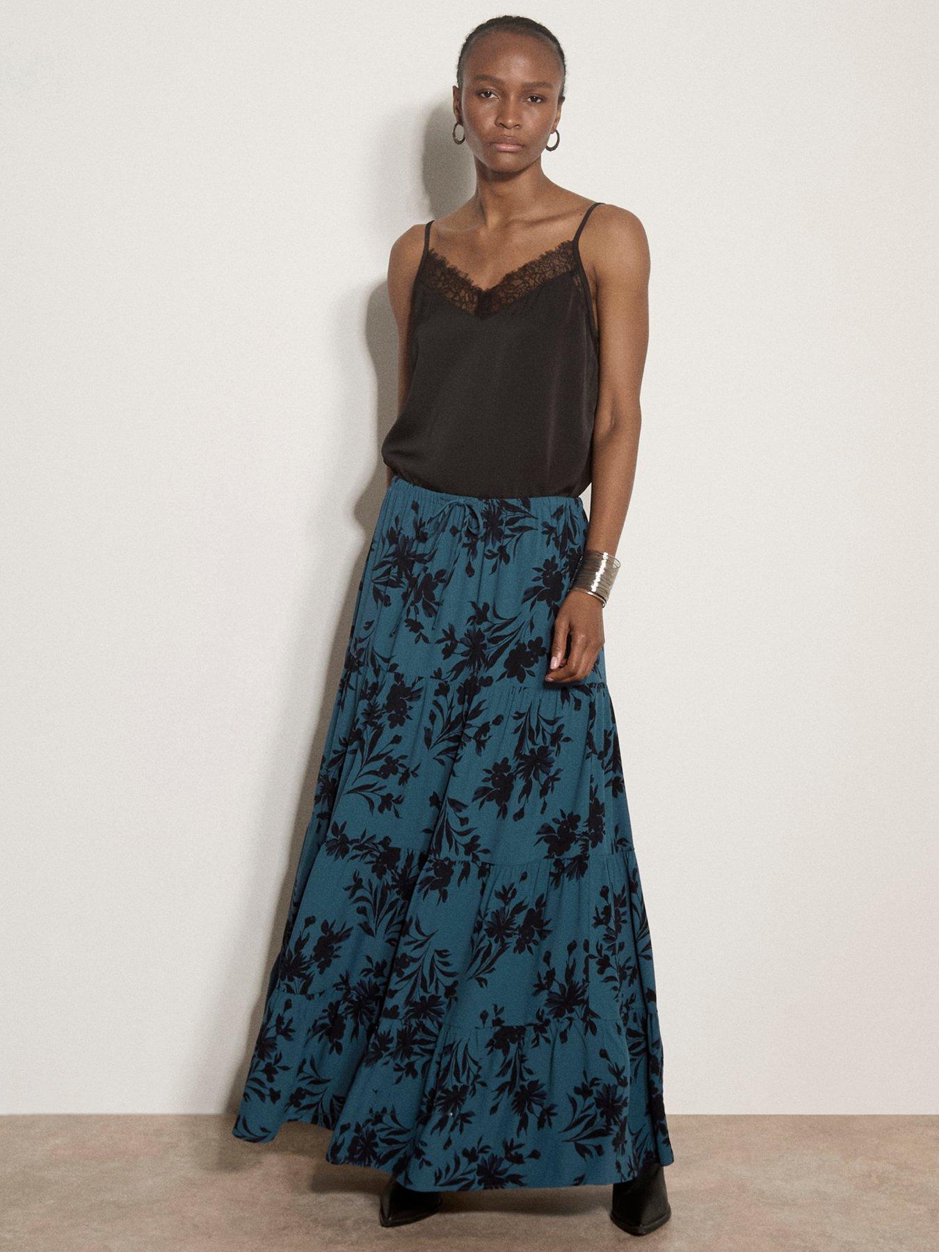 Apricot Apricot Silhouette Floral Tiered Skirt