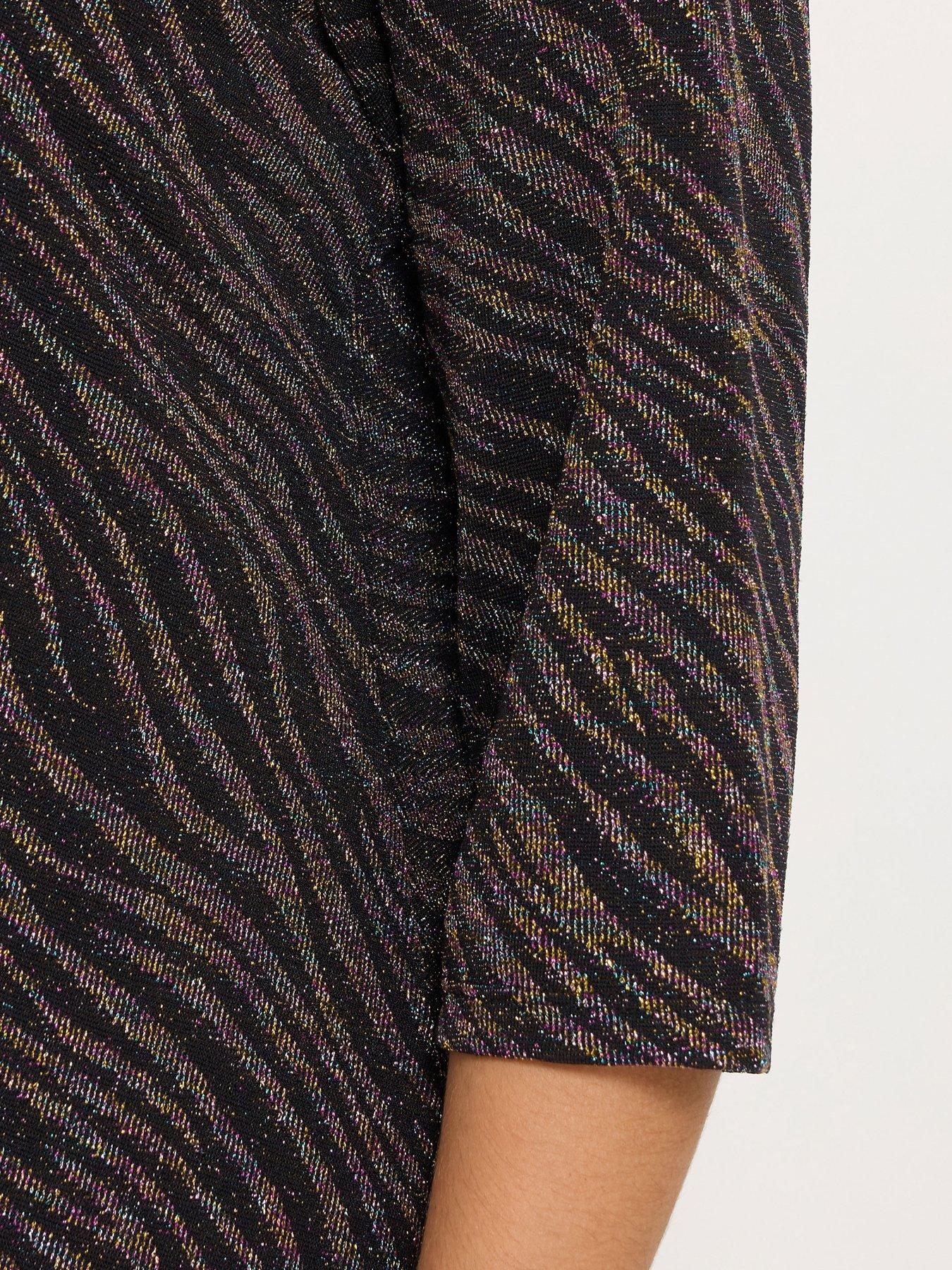 Image 4 of 4 of Yours Womens Curve Sparkle Jacquard Swing Blouse - Black
