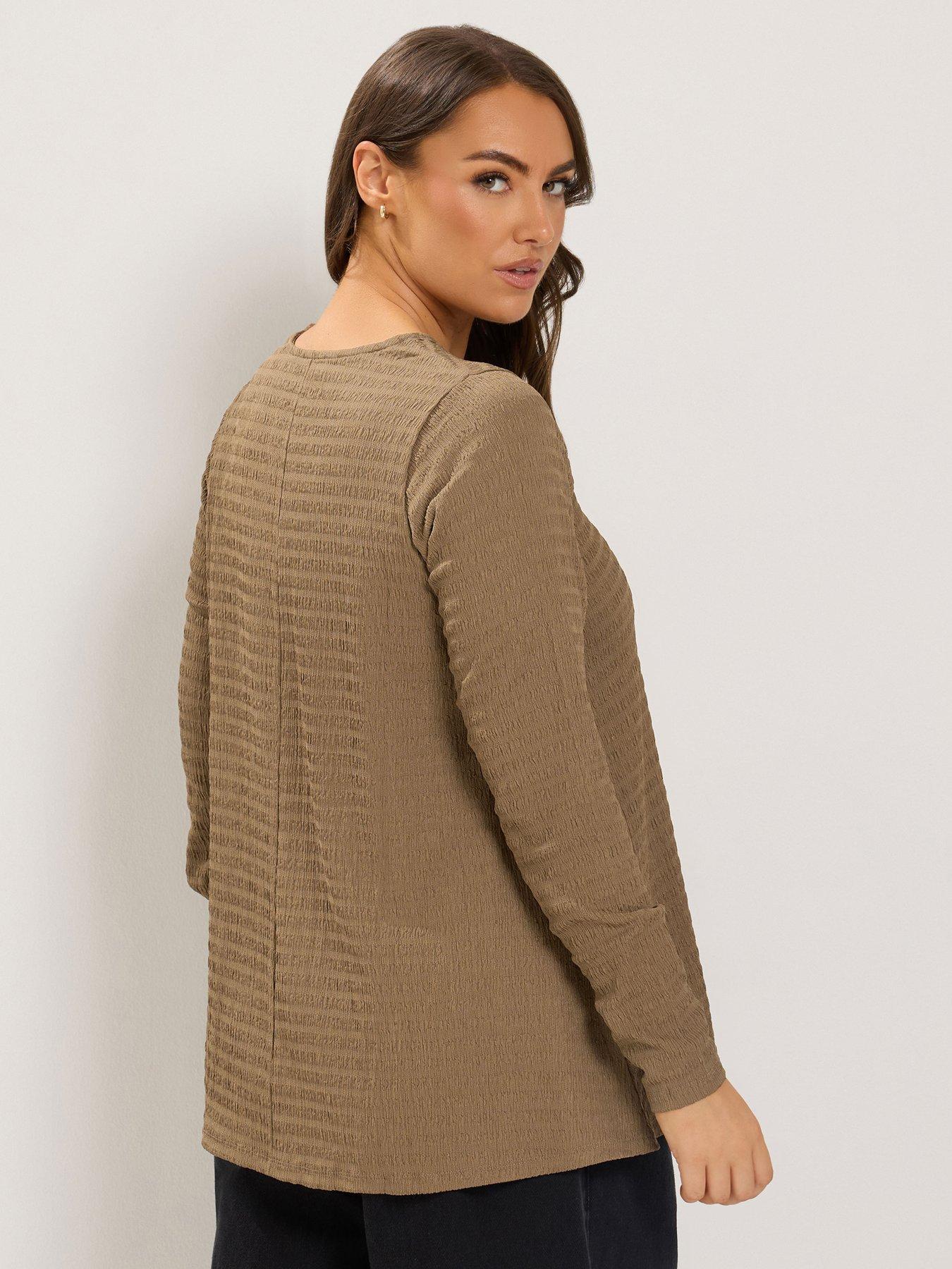 Image 2 of 4 of Yours Curve Long Sleeve Swing Top - Brown