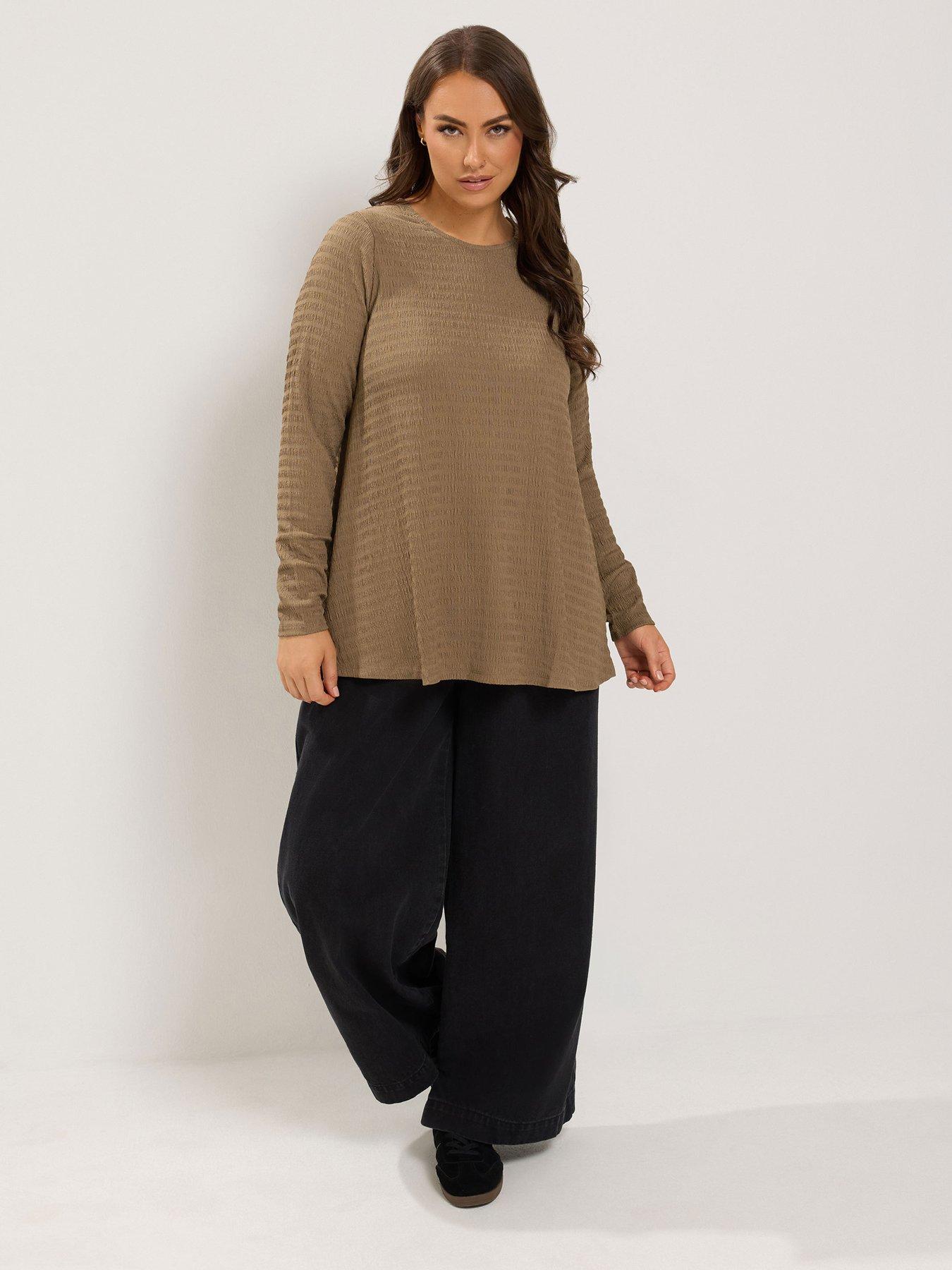 Image 3 of 4 of Yours Curve Long Sleeve Swing Top - Brown