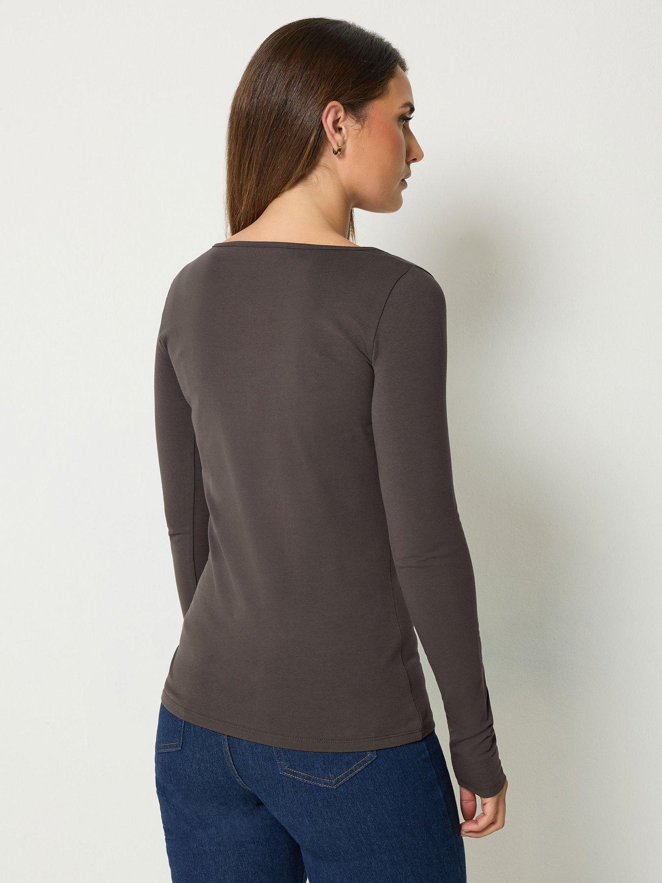 Image 2 of 4 of Long Tall Sally 2 Pack Square Neck Top - Brown