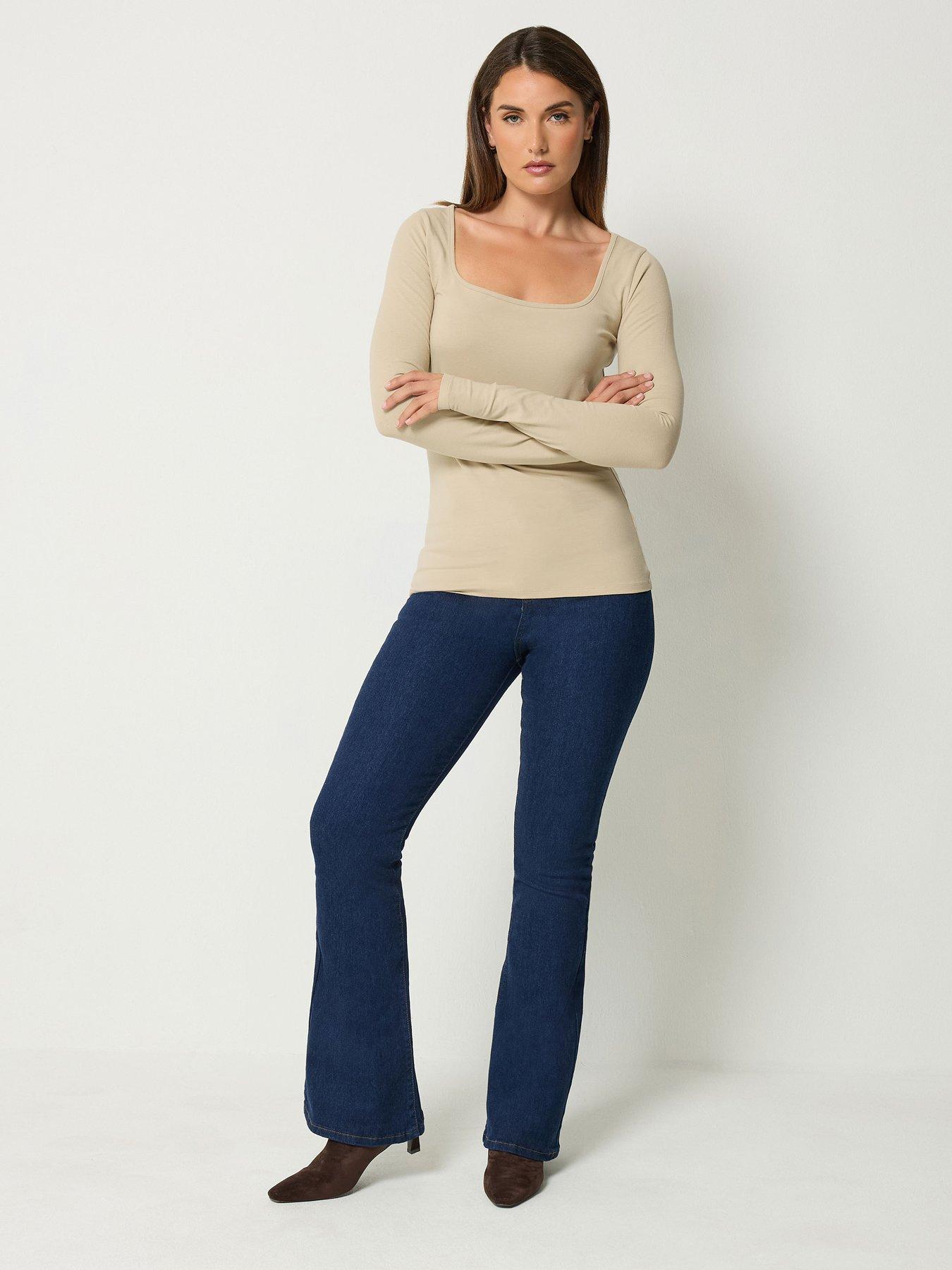 Image 4 of 4 of Long Tall Sally 2 Pack Square Neck Top - Brown