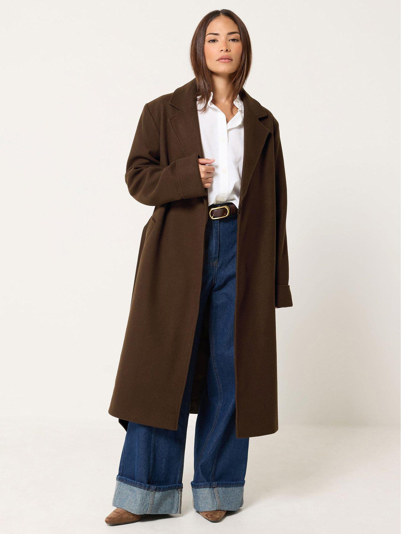 PixieGirl Petite Wrap Belt Coat - Brown